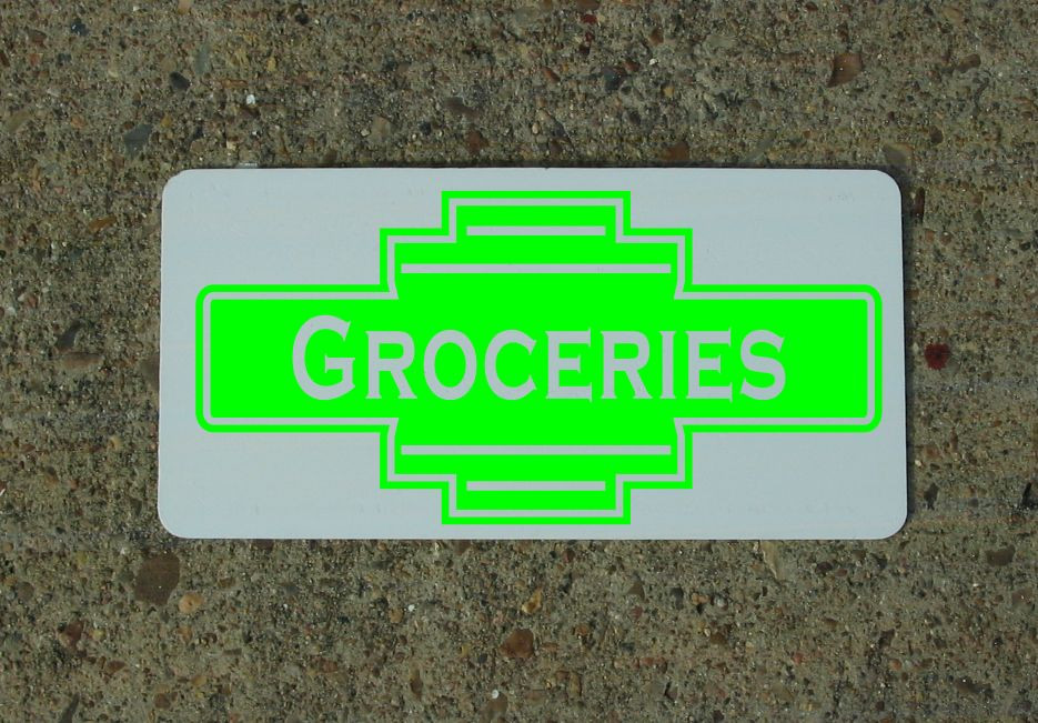 groceries Green Metal Sign 40&rsquo;s 50s Retro Vintage Style Art Deco Decor Design