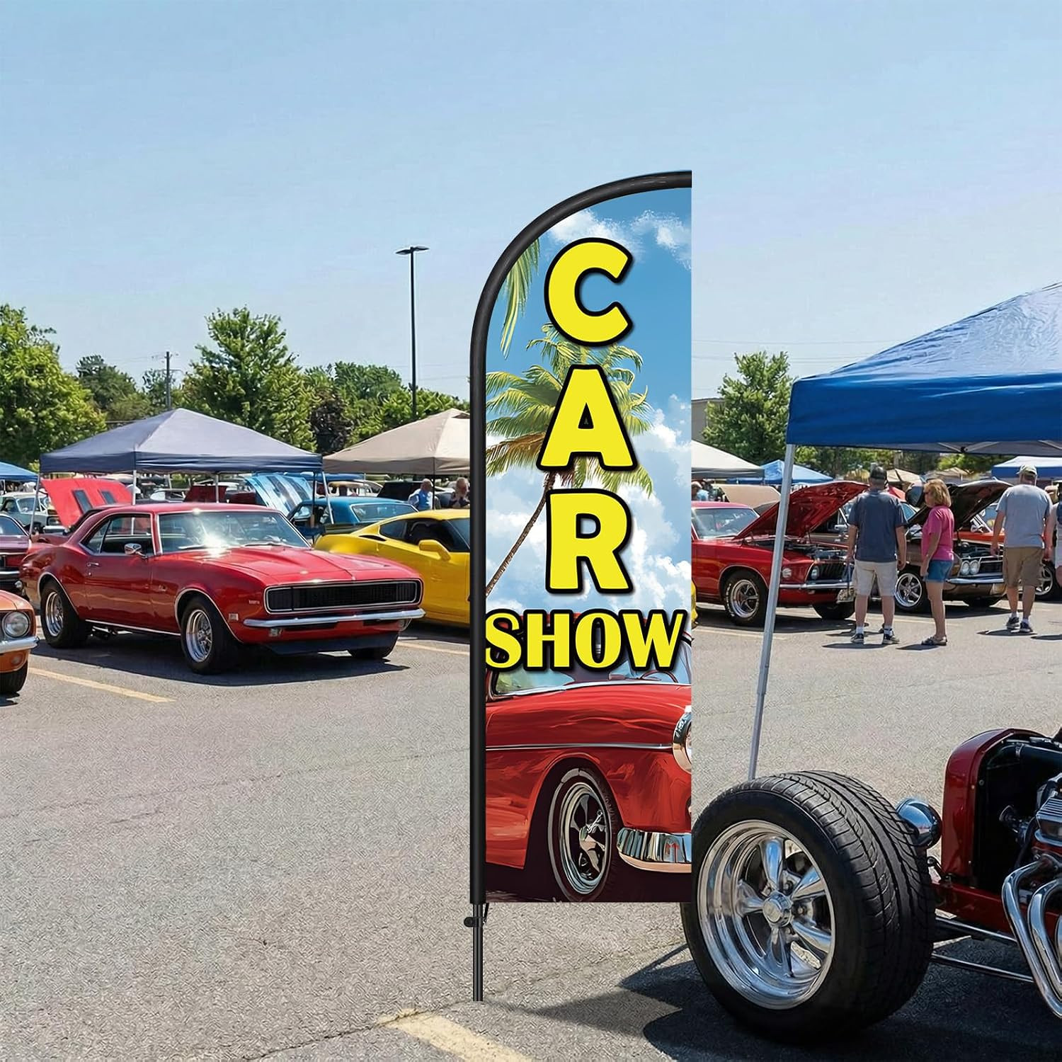2 Pack Car Show Feather Flag 7 Ft Advertising Swooper Flag Sign Windless Car Sho