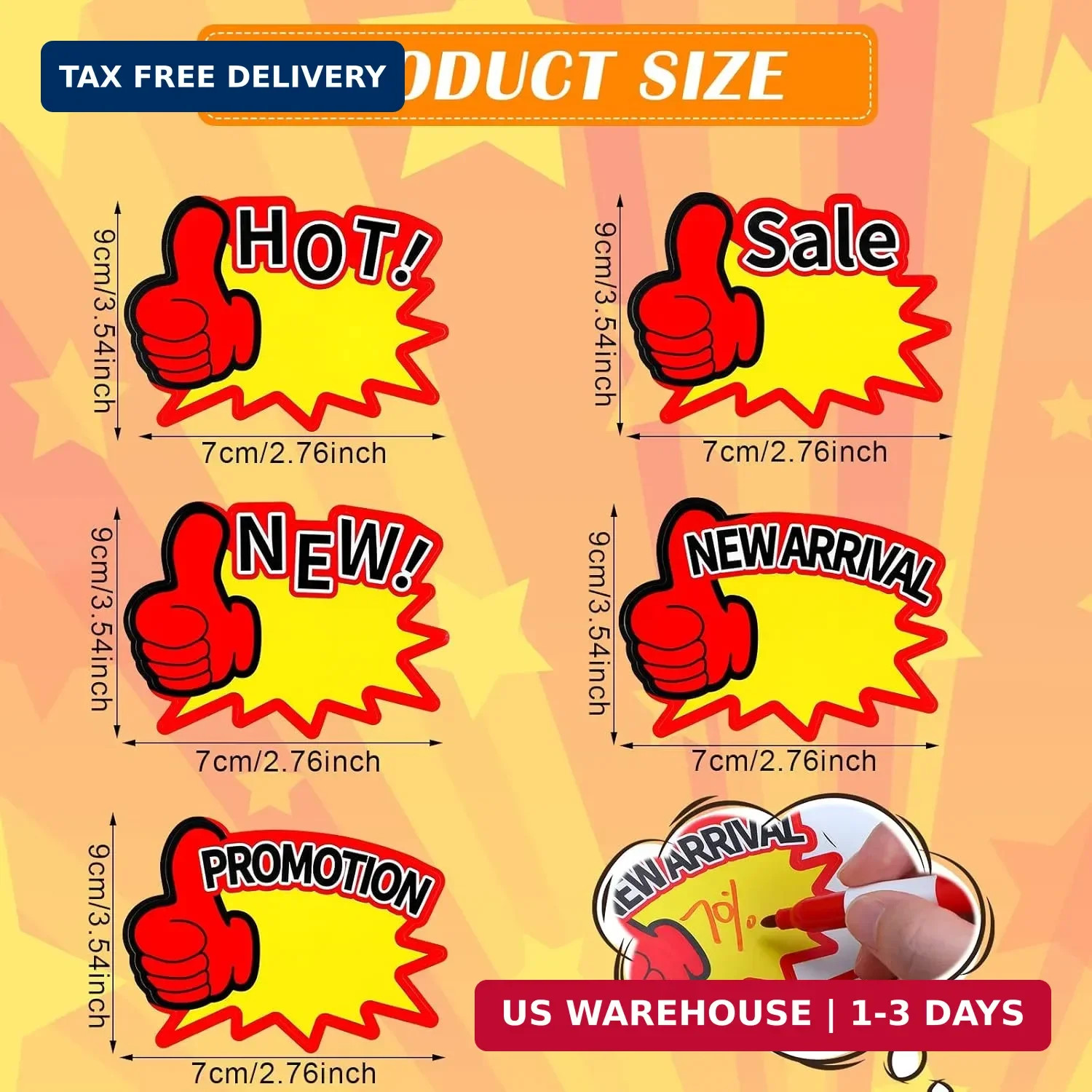 Tinlade 500 Pcs Starburst Signs Price Stickers 2.8 x 3.5 Inch Self Adhesive Pric