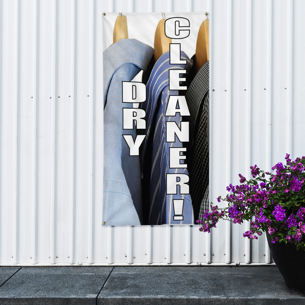Vertical Vinyl Banner Multiple Sizes Dry Cleaner Business Outdoor