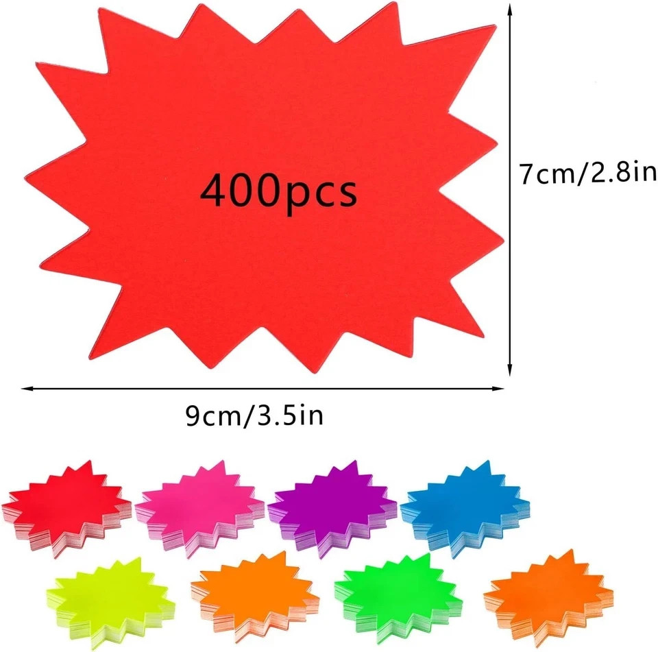 400 Pieces Starburst Signs for Retail, Starburst Price Signs Sale Tags Stickers