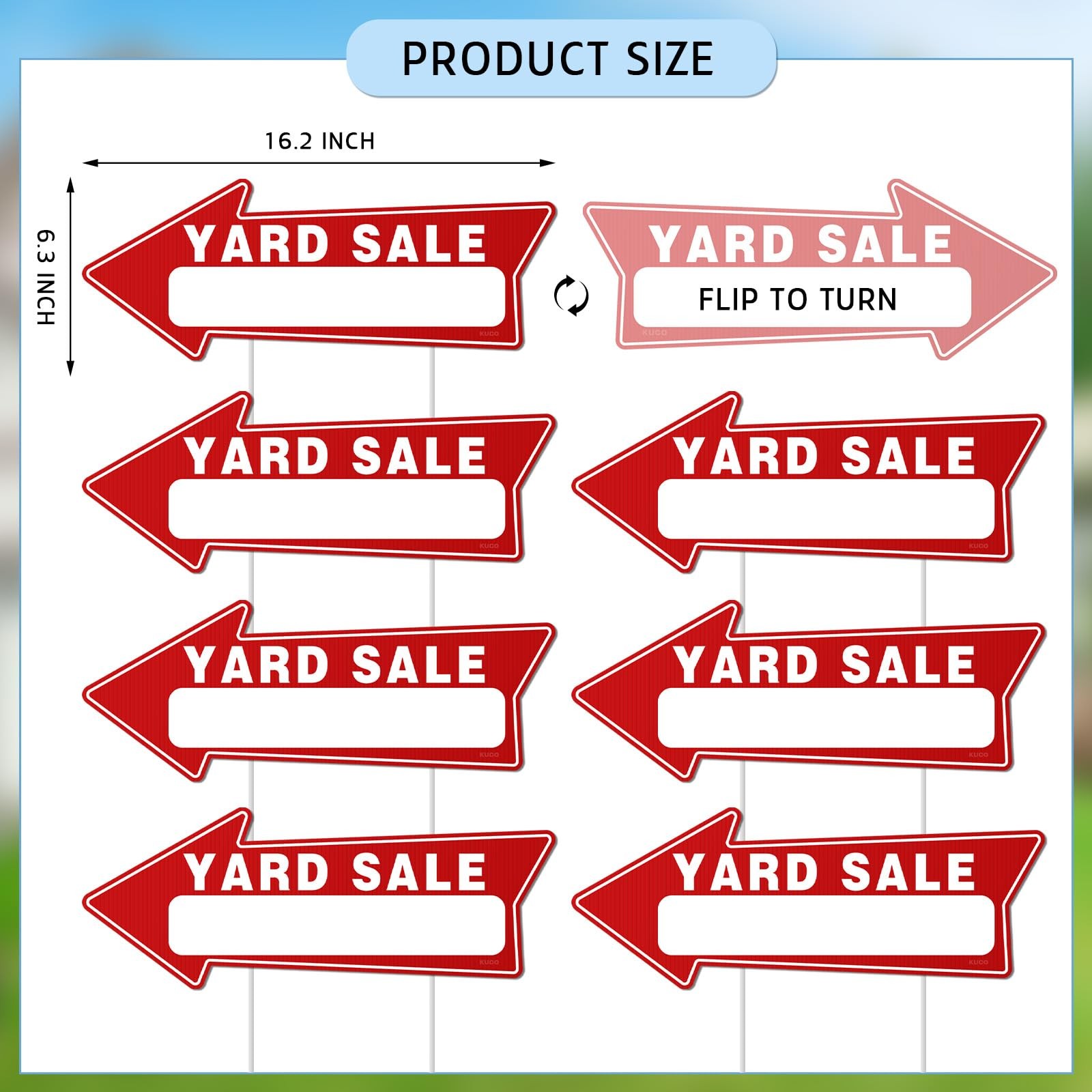 7 Pack Yard Sale Signs with Stakes – 16&Prime;x6&Prime; Double-Sided Directional Garage Sale