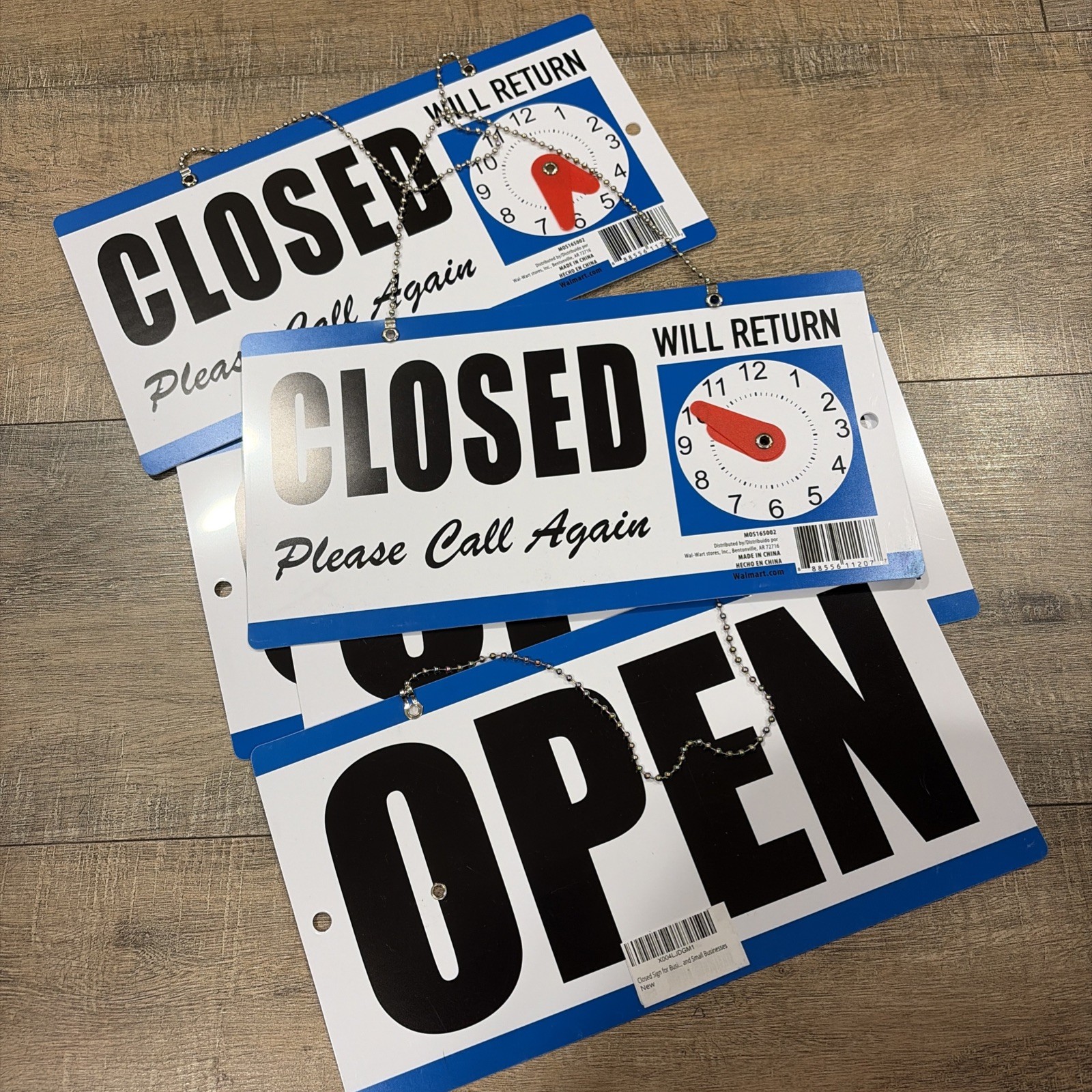 Cosco Open Closed Will Return Sign 11.5 x 6 Hanging Chain