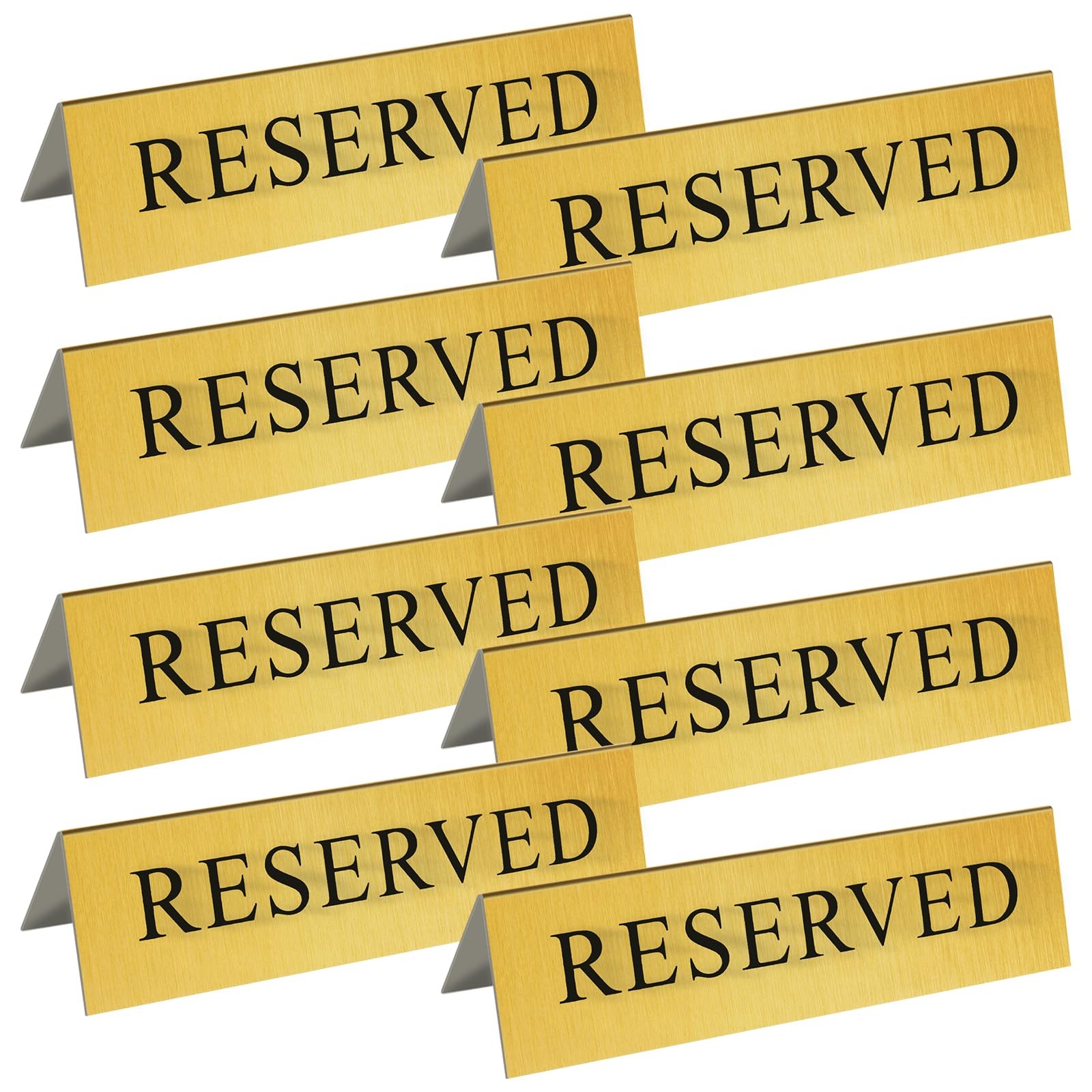 8 PCS Gold Metal Reserved Table Signs 6×1.6 Inch Double Sided Wedding Party