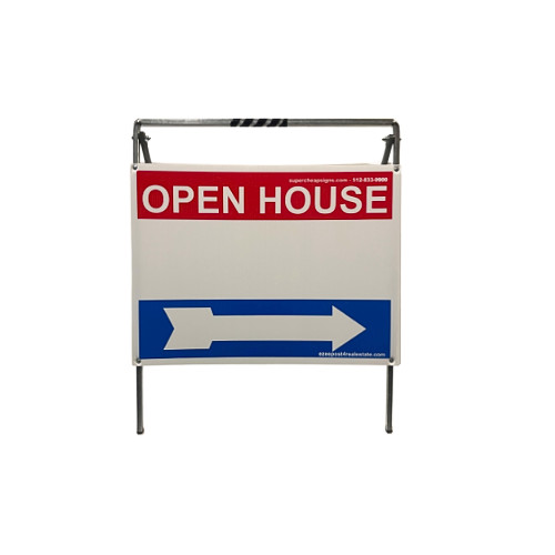Real Estate Open House Sign Kit Metal A-Frame 5 Pack Red-White-Blue