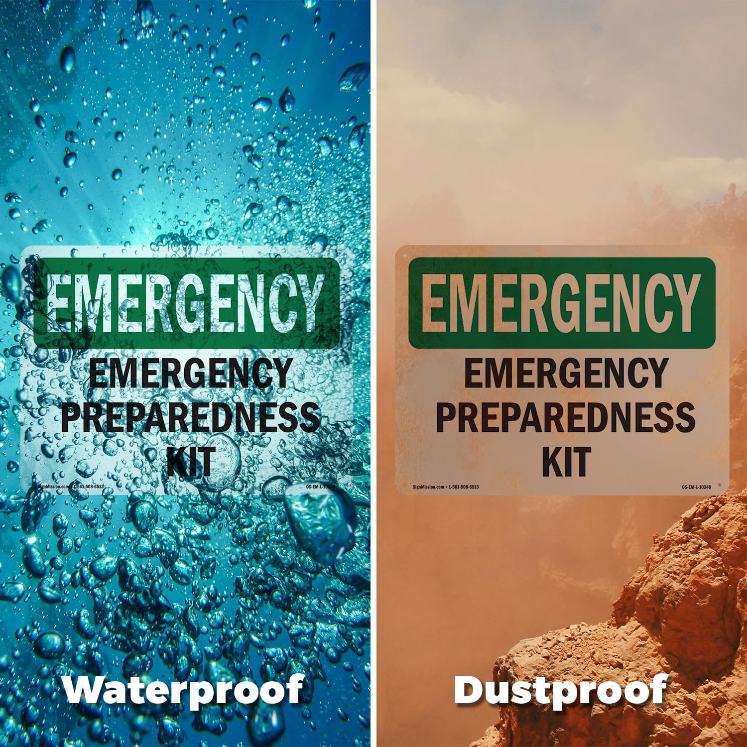 Preparedness Kit OSHA Emergency Aluminum Sign 14 Inch X 10 Inch – 10 Pack