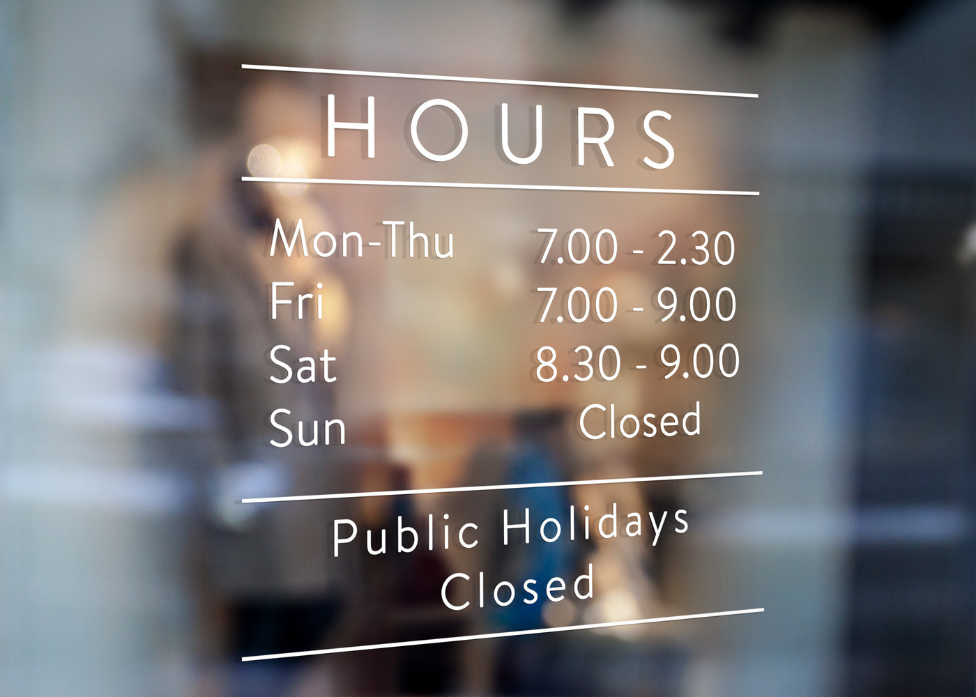 Custom Business Trading Opening Hours Sign Window Wall Decal for Shop