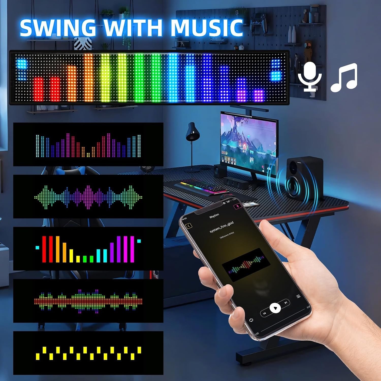 Smart App Controlled LED Sign – 36.2&Prime;x7.6&Prime; Vibrant Banner for Business Displays