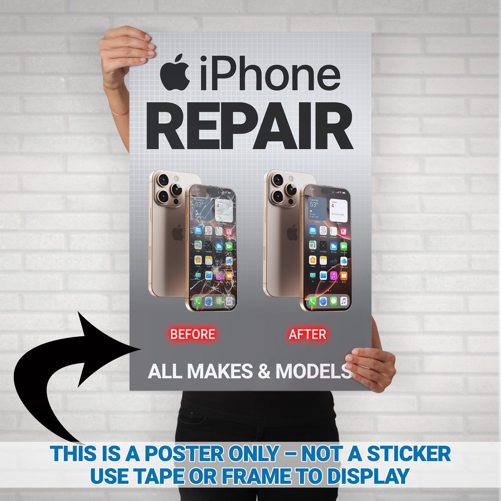 iPhone Repair Service Poster – Cell Phone Apple & Samsung – Store Banner Sign