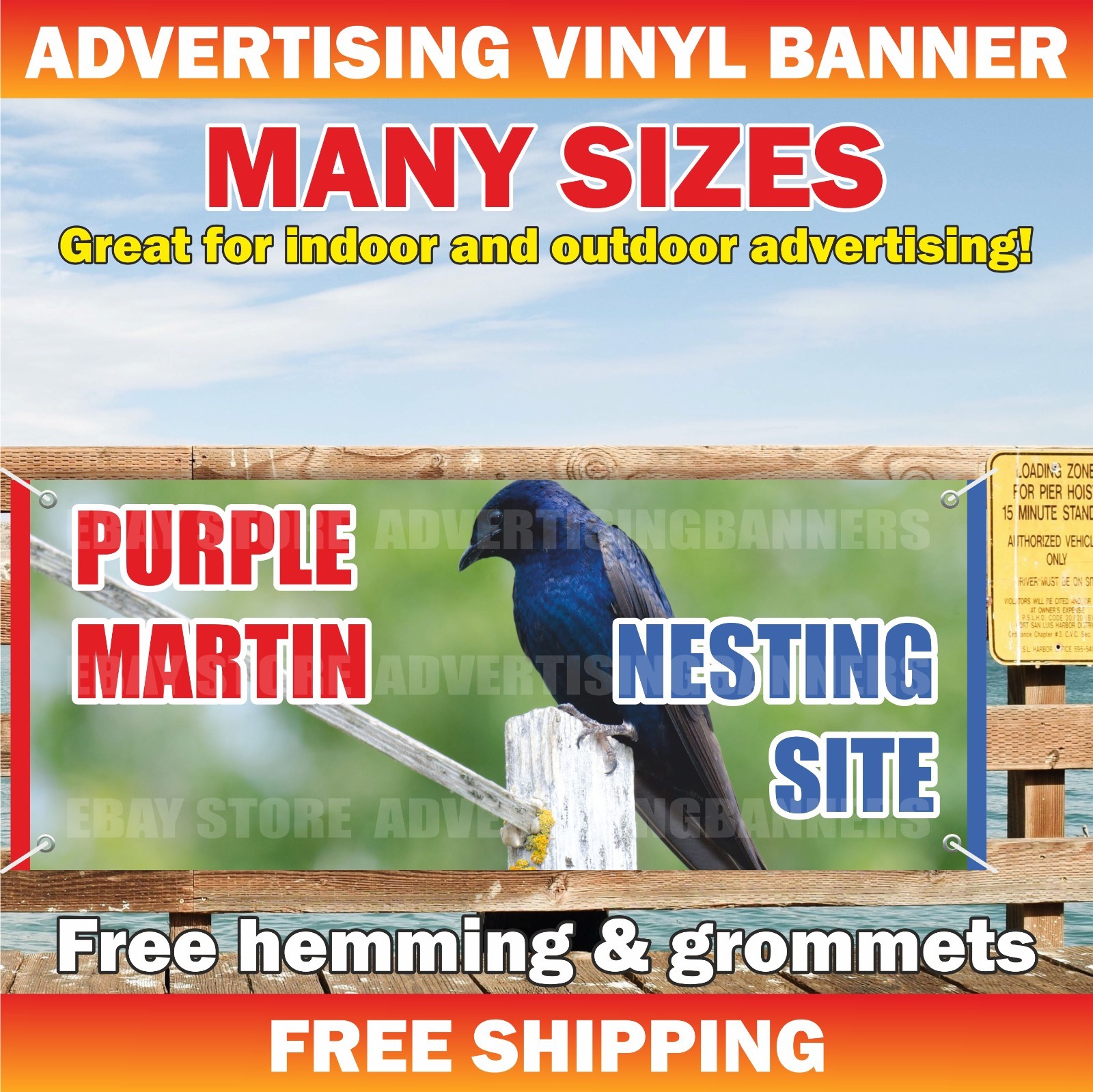 PURPLE MARTIN NESTING SITE Banner Vinyl Mesh Advertising Sign Attention