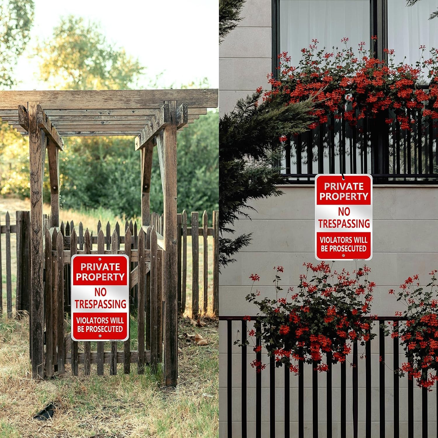 No Trespassing Signs Private Property, 12&Prime; X 18&Prime; Vertical 2 Pack, LED Night Glow