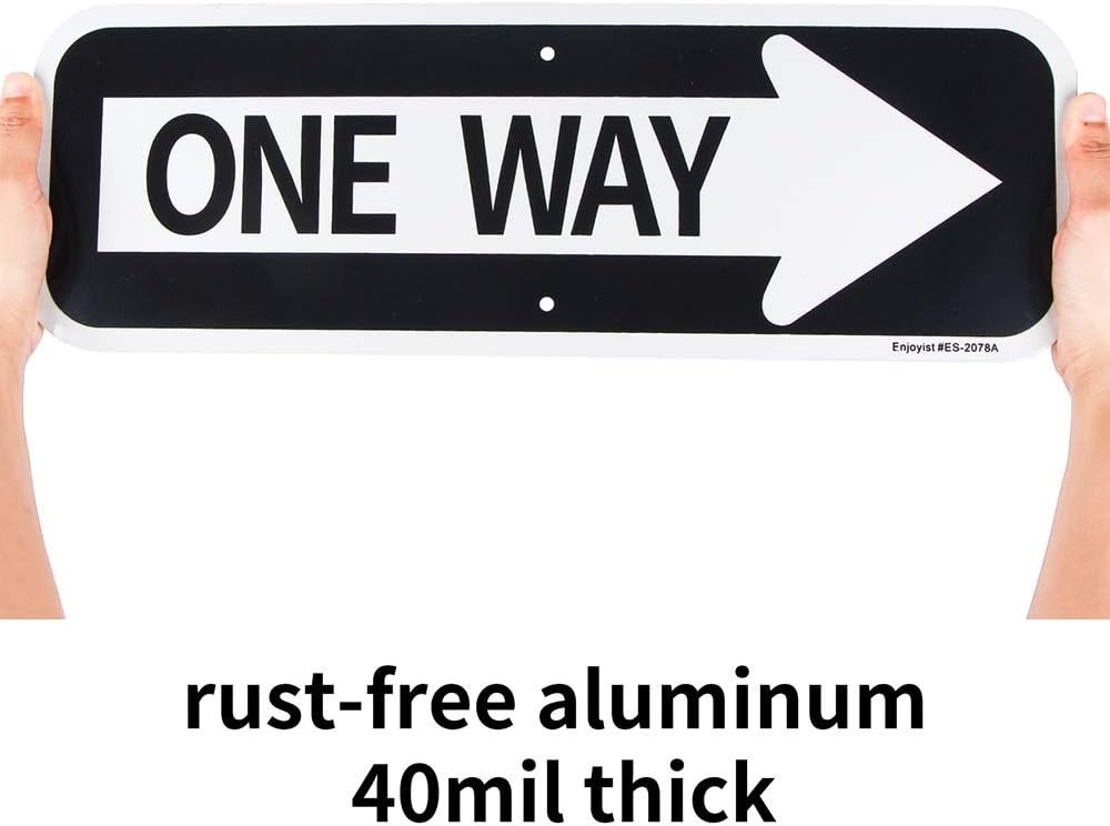2-Pack Large One Way with Right Arrow Sign 18&Prime;x 6&Prime; .04&Prime; Aluminum Reflective S…
