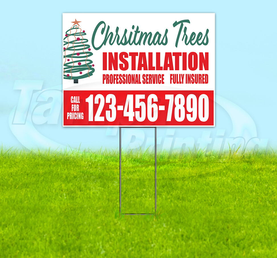 CUSTOM PHONE NUMBER CHRISTMAS LIGHT INSTALLATION 18×24 Yard Sign Snipe YS00107