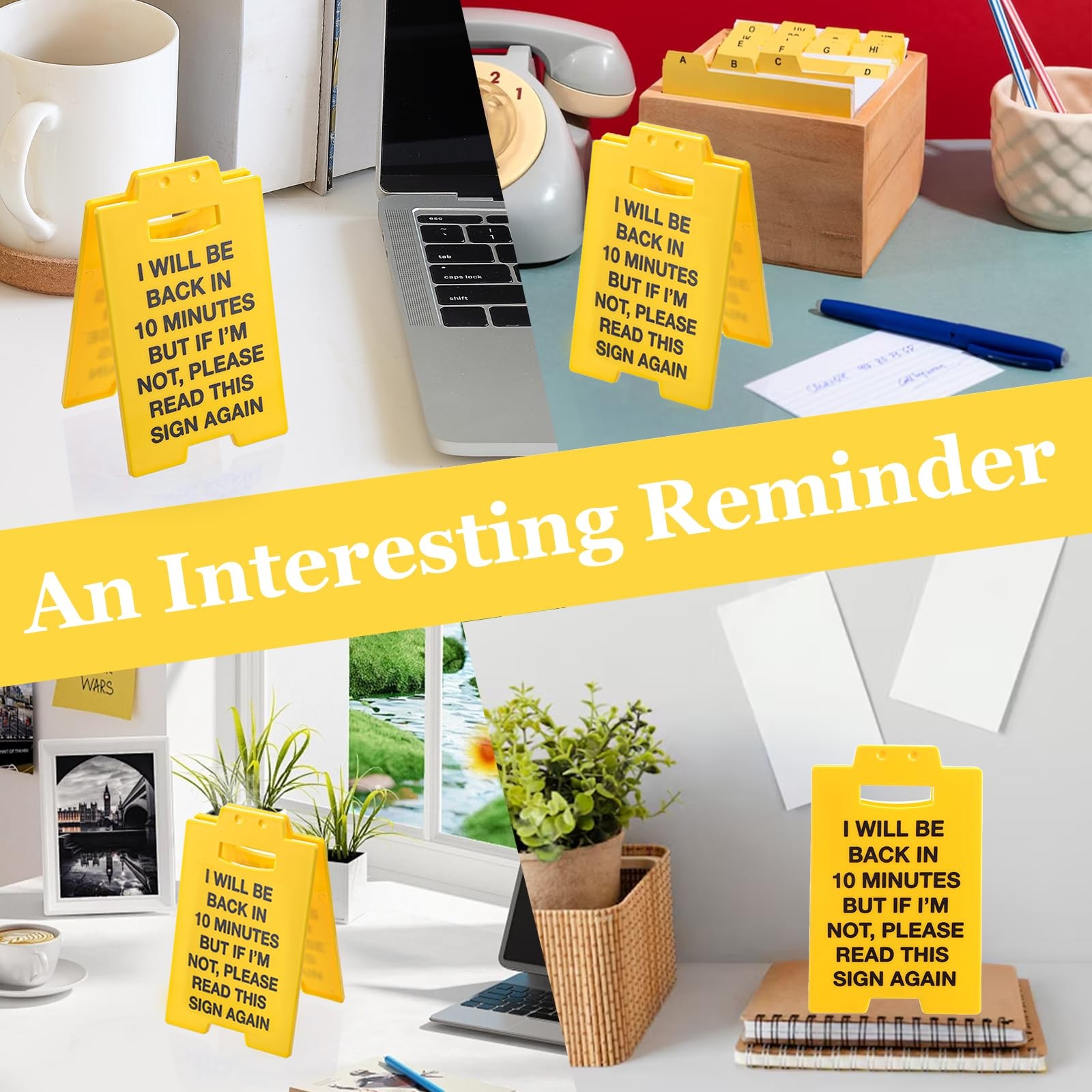 Humorous Out of Office Desk Sign – Be Right Back in Minutes Decor
