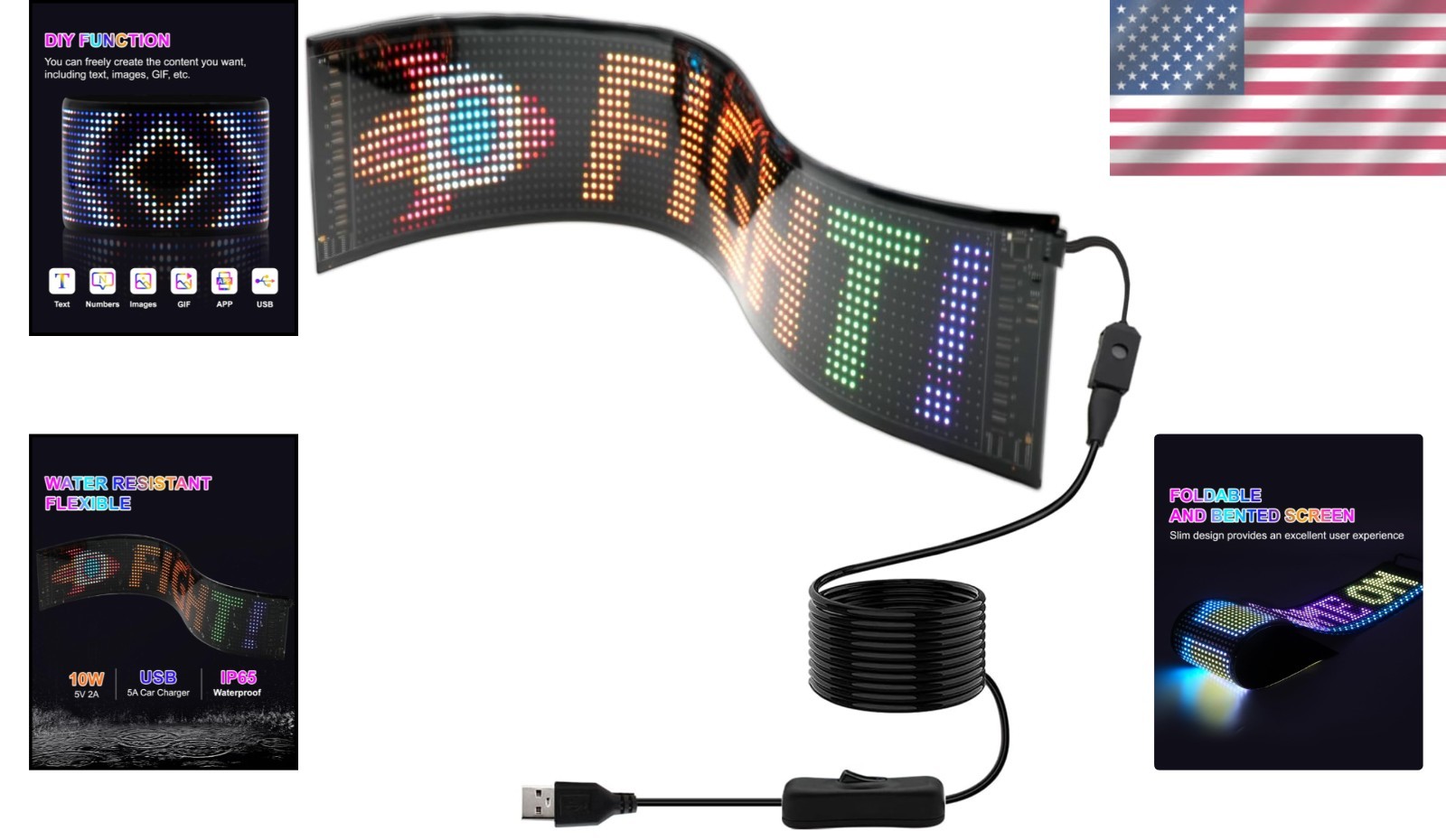 Programmable LED Sign with Bluetooth – Vibrant Scrolling Display, 23&Prime; x 5&Prime;