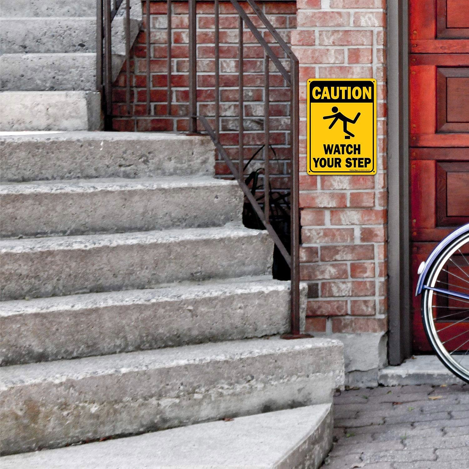 Caution Watch Your Step Sign, Safety Sign, 10 x 7 Inches rectangle, .040 Rust…