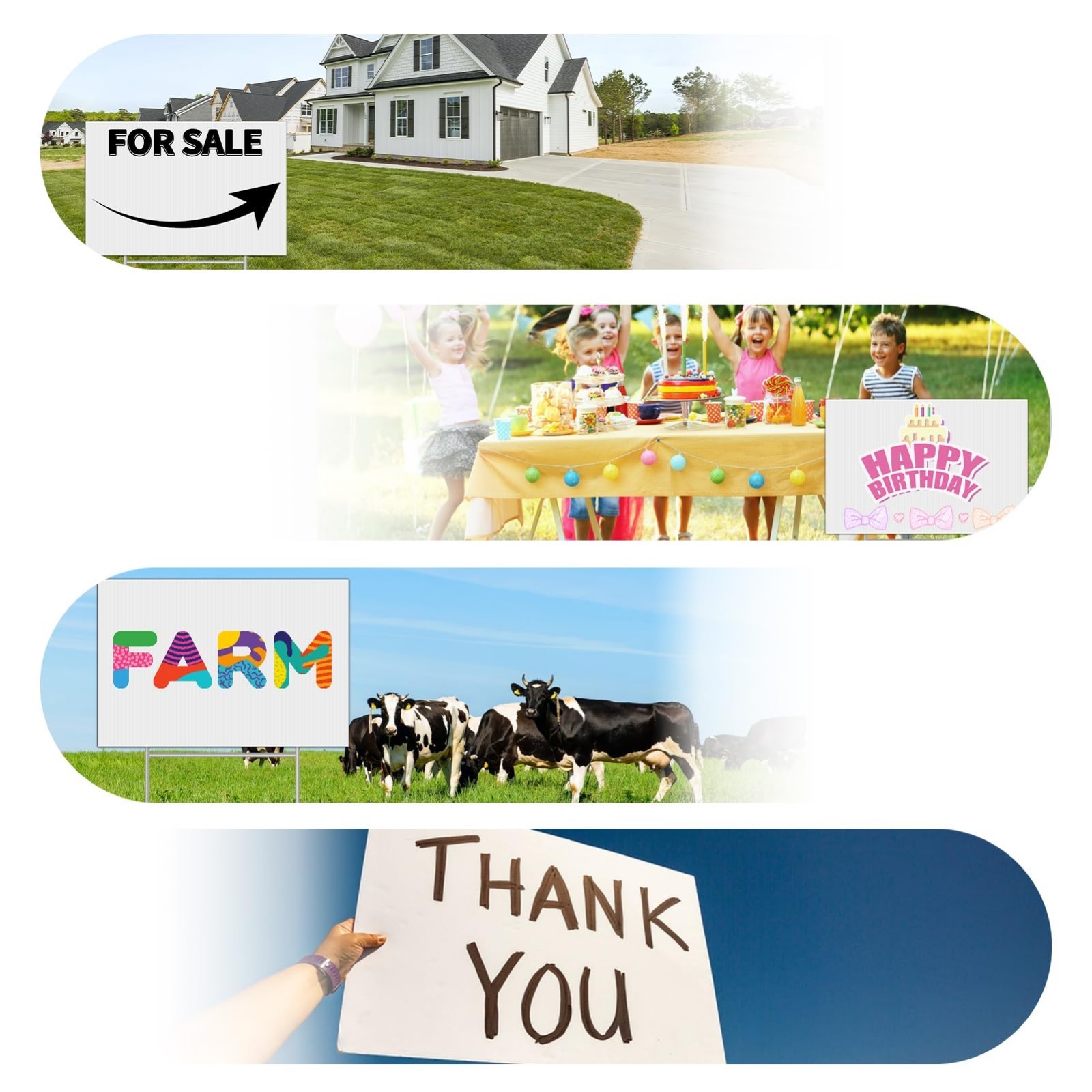 20 Pack Blank Yard Signs with Stakes 16×12&Prime; White Corrugated Plastic for Outdoor