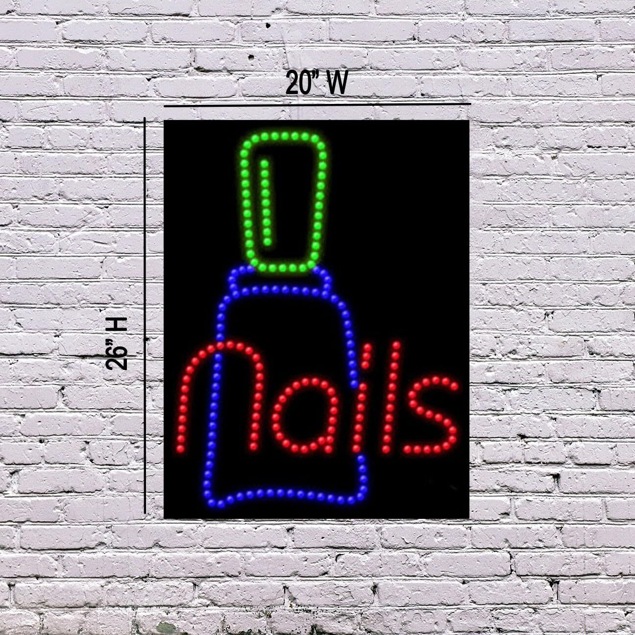 LED Nails Sign | Light Up Sign | 26&Prime;H x 20&Prime;W x 2&Prime;D