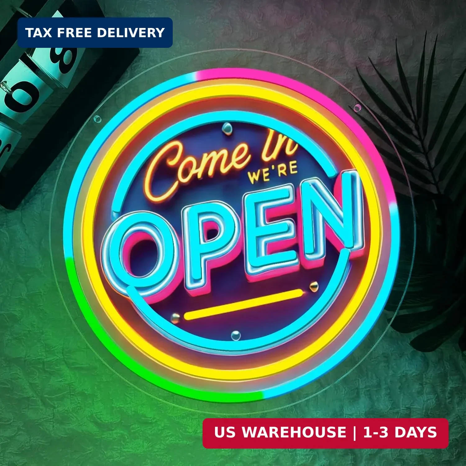 Neon Open Sign for Business, 13 * 13 » Colorful Adjustable Brightness Come in We