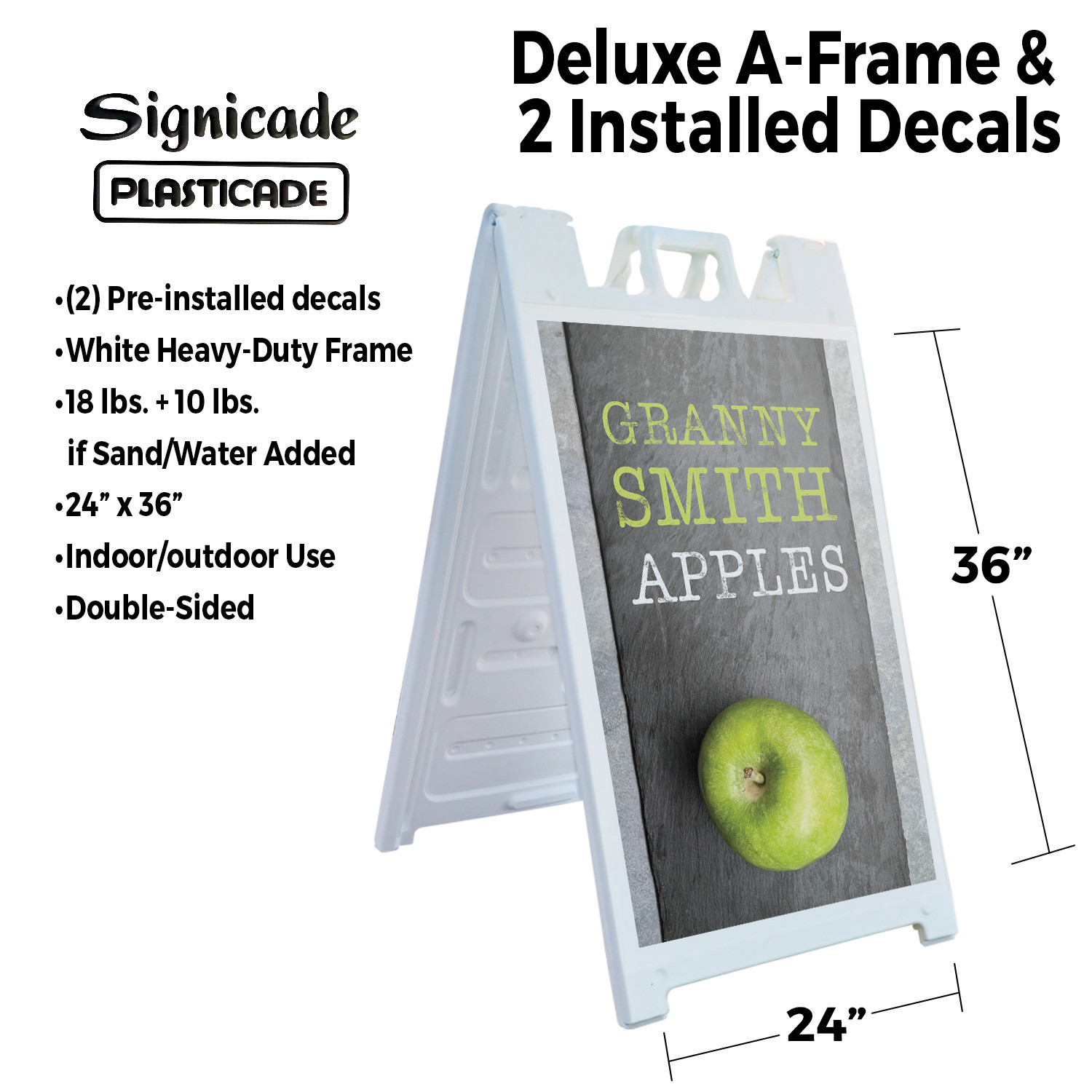 Granny Smith Apples Heavy Duty A-Frame Sidewalk Sign Crisp Juicy Farmers Market