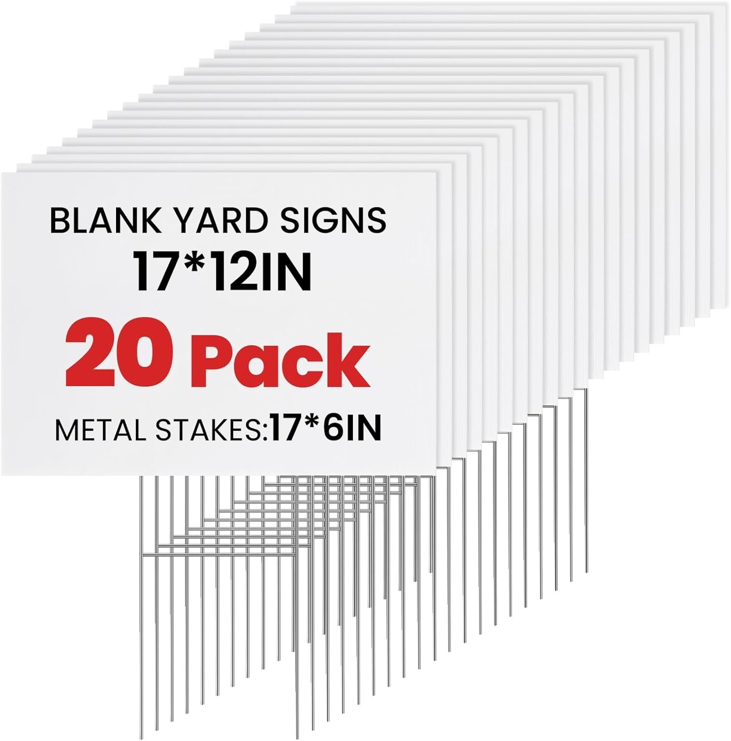 20 Pack Yard Signs with Metal Stakes 17×12 Inches Corrugated Plastic For Sale…