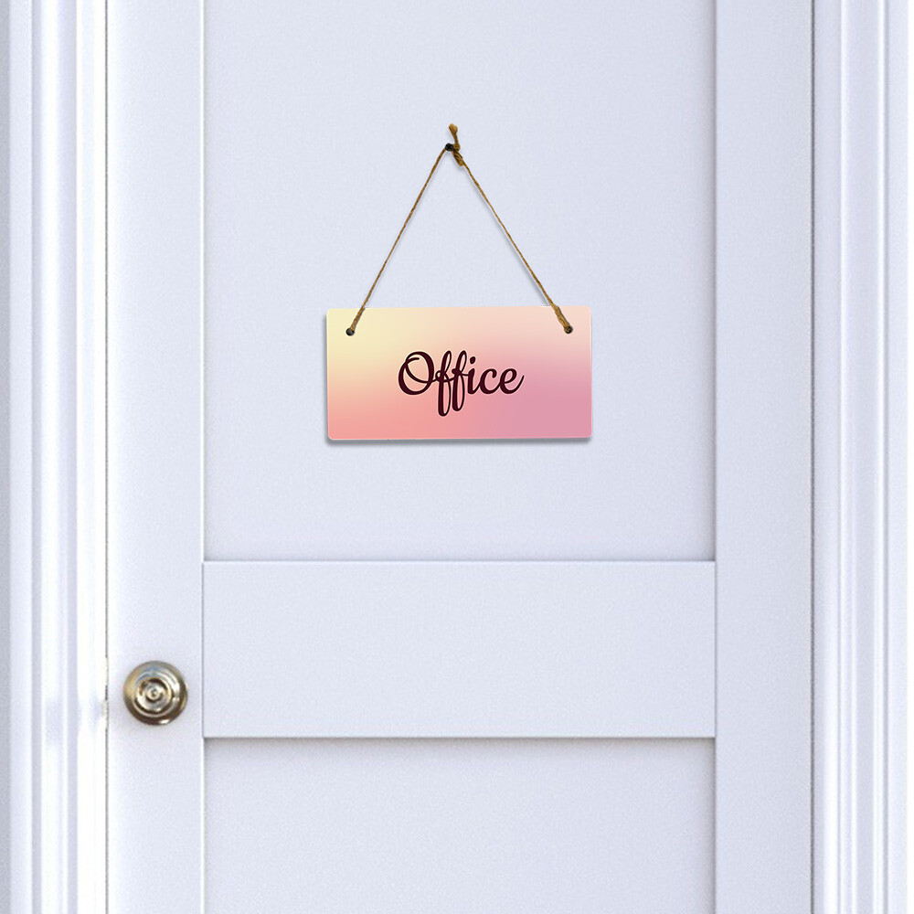 Office 5×10 Hanging Plus Wall or Door Sign | Rustic Twine