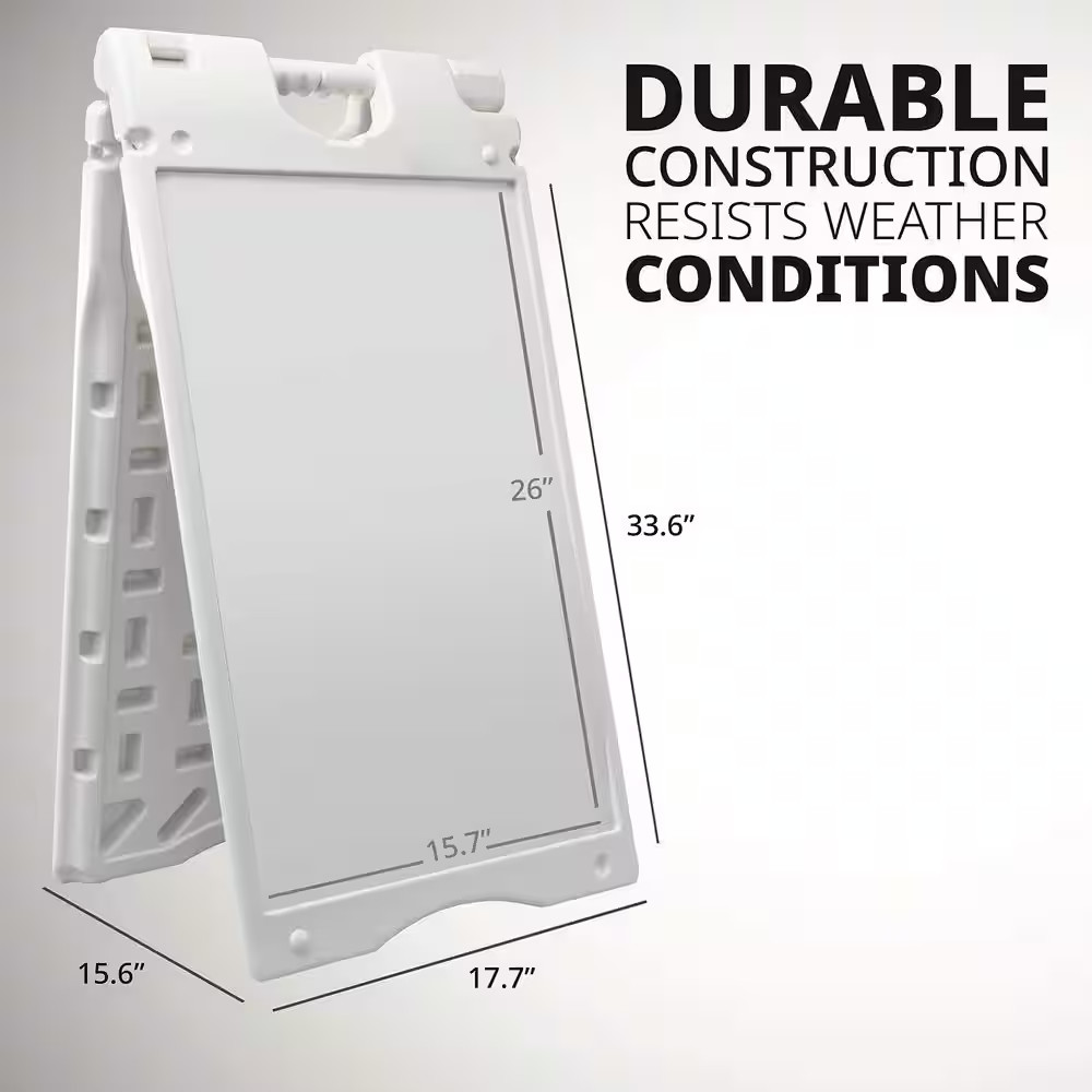 Sandwich Board, a Frame Sign Holder 15.7X26 In., Dual Display Outdoor Sign, Whit