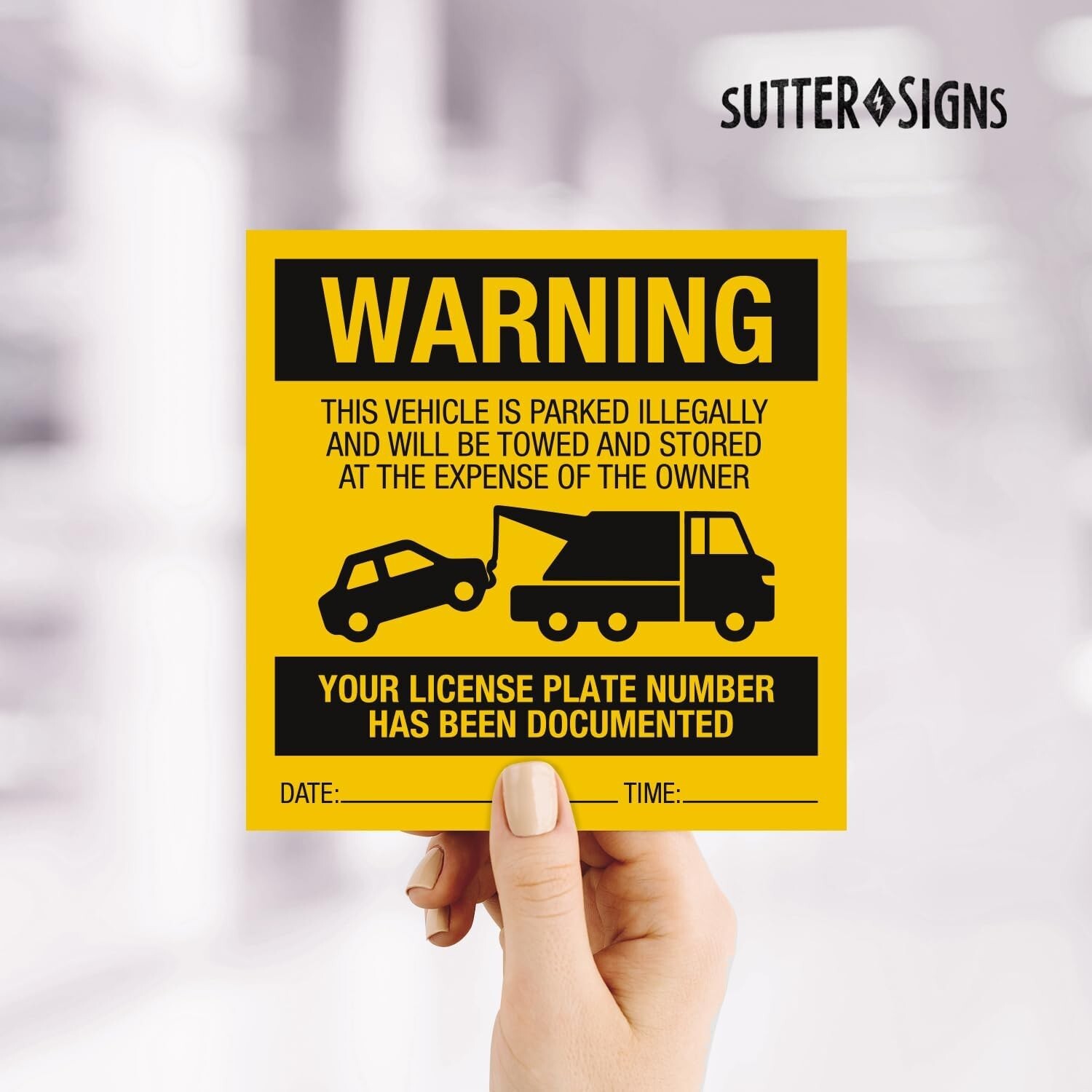 Illegally Parked Warning Stickers (Pack of 25) | Tow Away Warning Sign for Il…