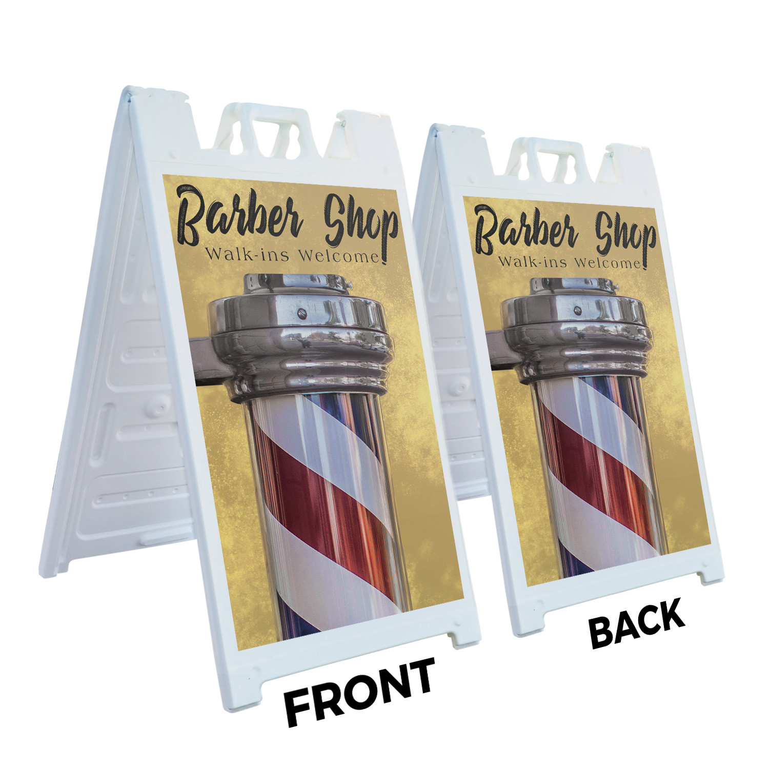 Barber Shop Walk Ins Welcome Heavy Duty A-Frame Sidewalk Sign Hair Services Open