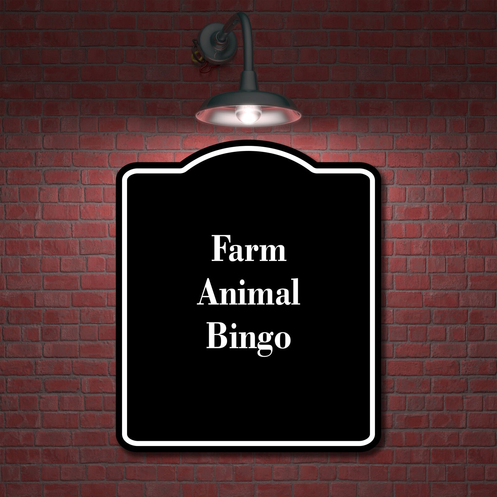 Farm Animal Bingo BLACK Aluminum Composite Sign