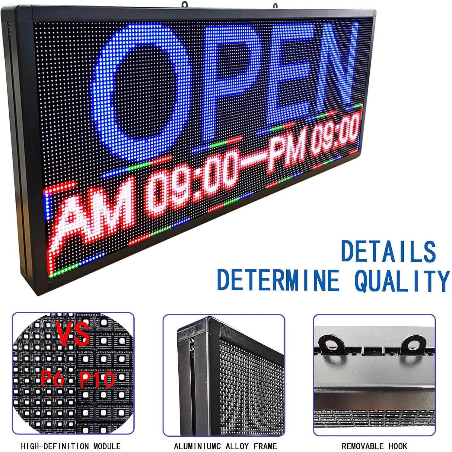 HS Led Sign Scrolling Programmable, Outdoor Digital Open Neon Signs Display Scre