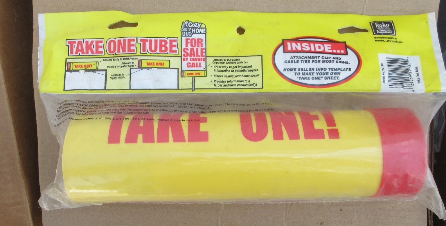 Hy-Ko 22130 Take One Plastic Tube 12&Prime; X 3&Prime; Realtor Supply / Home Signs
