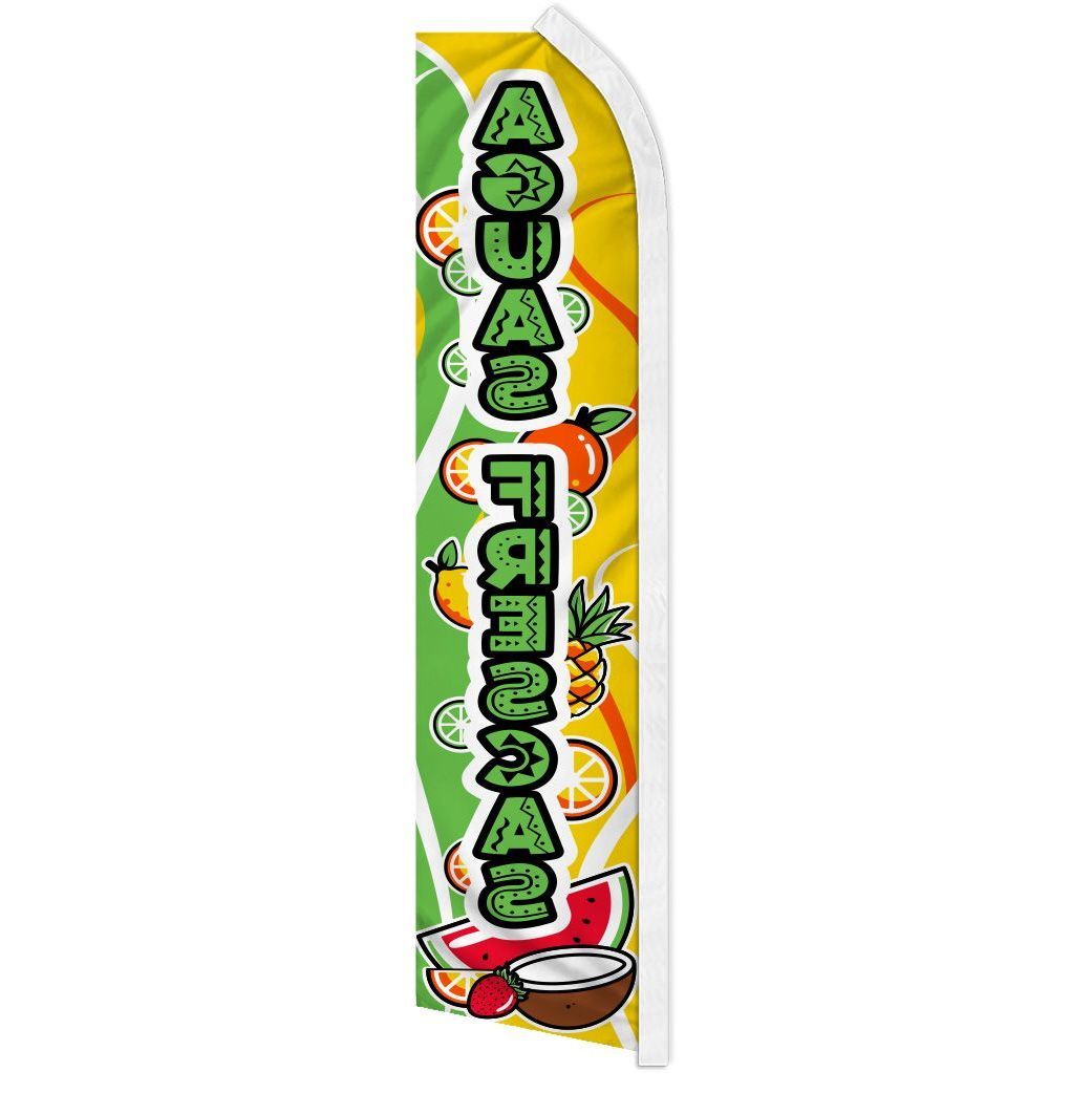 « AGUAS FRESCAS » advertising super flag swooper banner business sign fresh juice