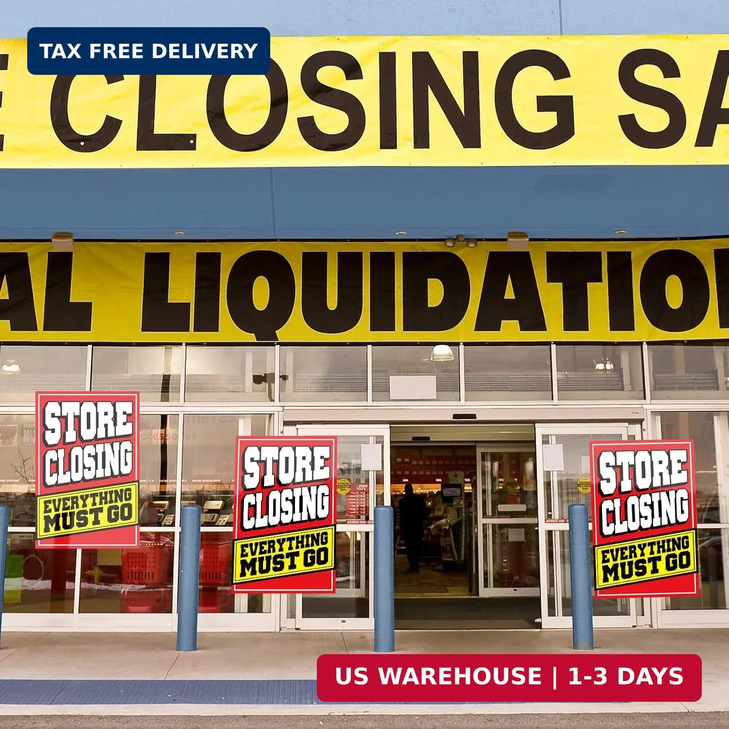 2 Pcs Store Closing Sign Poster Everything Must Go Advertising Banner Going Out