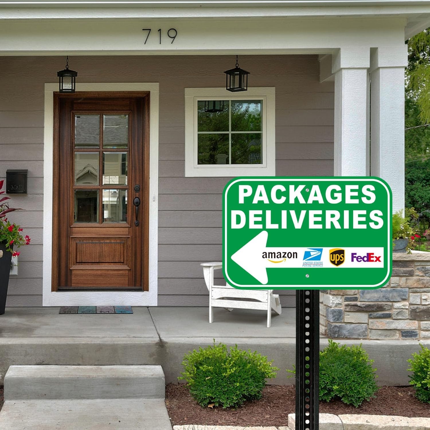 Aluminum Packages Deliveries Sign 12×8 Inch Green Arrow – 2 Pack for USPS UPS Fe