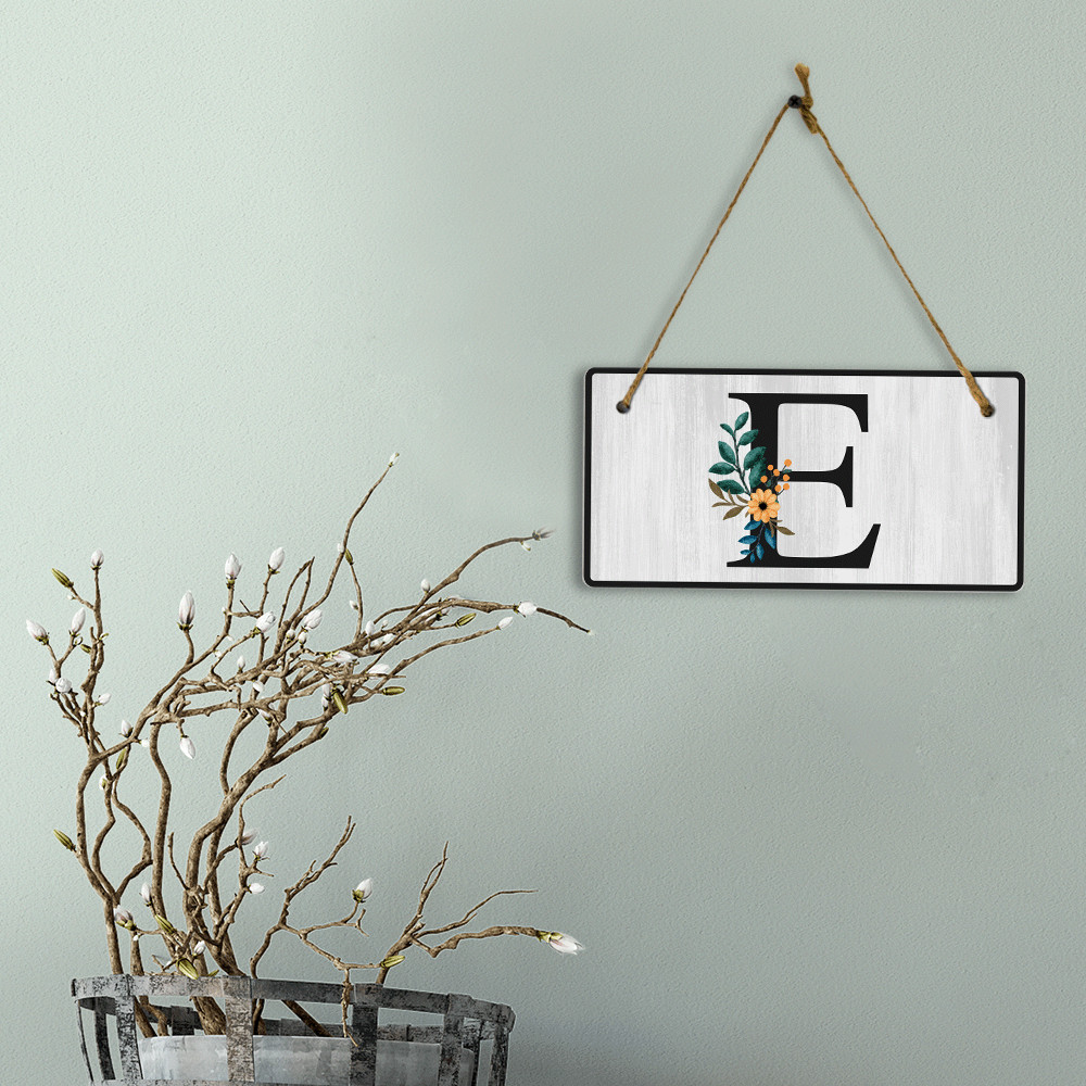 E Flower Decor 5×10 Hanging Wall or Door Sign | Alphabet Letter Room Decoration