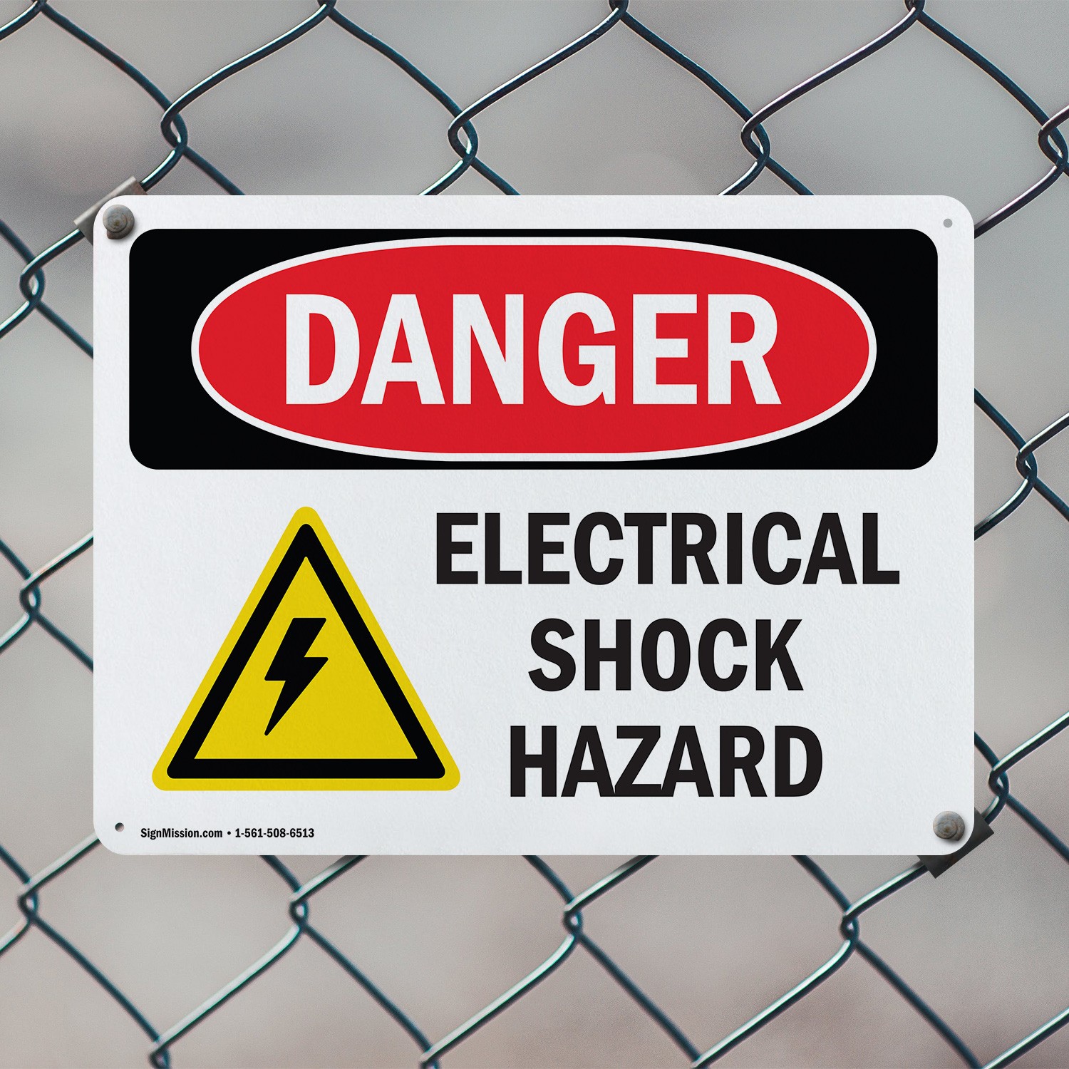 (2 Pack) Electrical Shock Hazard OSHA Danger Sign Decal Metal Plastic