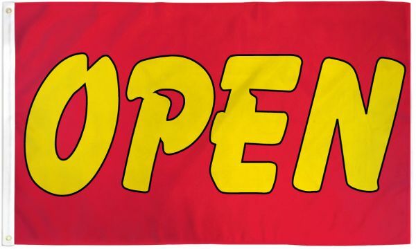 Open Flag 3x5ft We&rsquo;re Open Now Open Sign Open Banner Red Yellow Flag