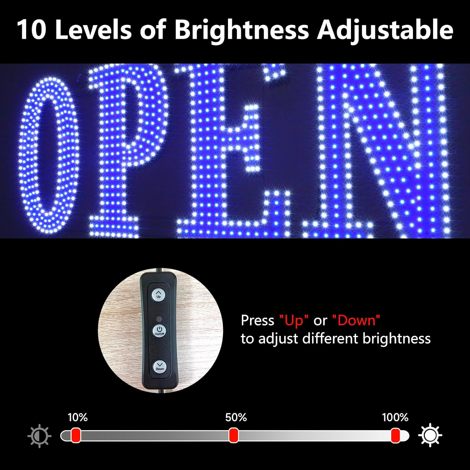 40&Prime;X14&Prime; Extra Large LED Open Signs for Business with Remote Controlled, 10 Level