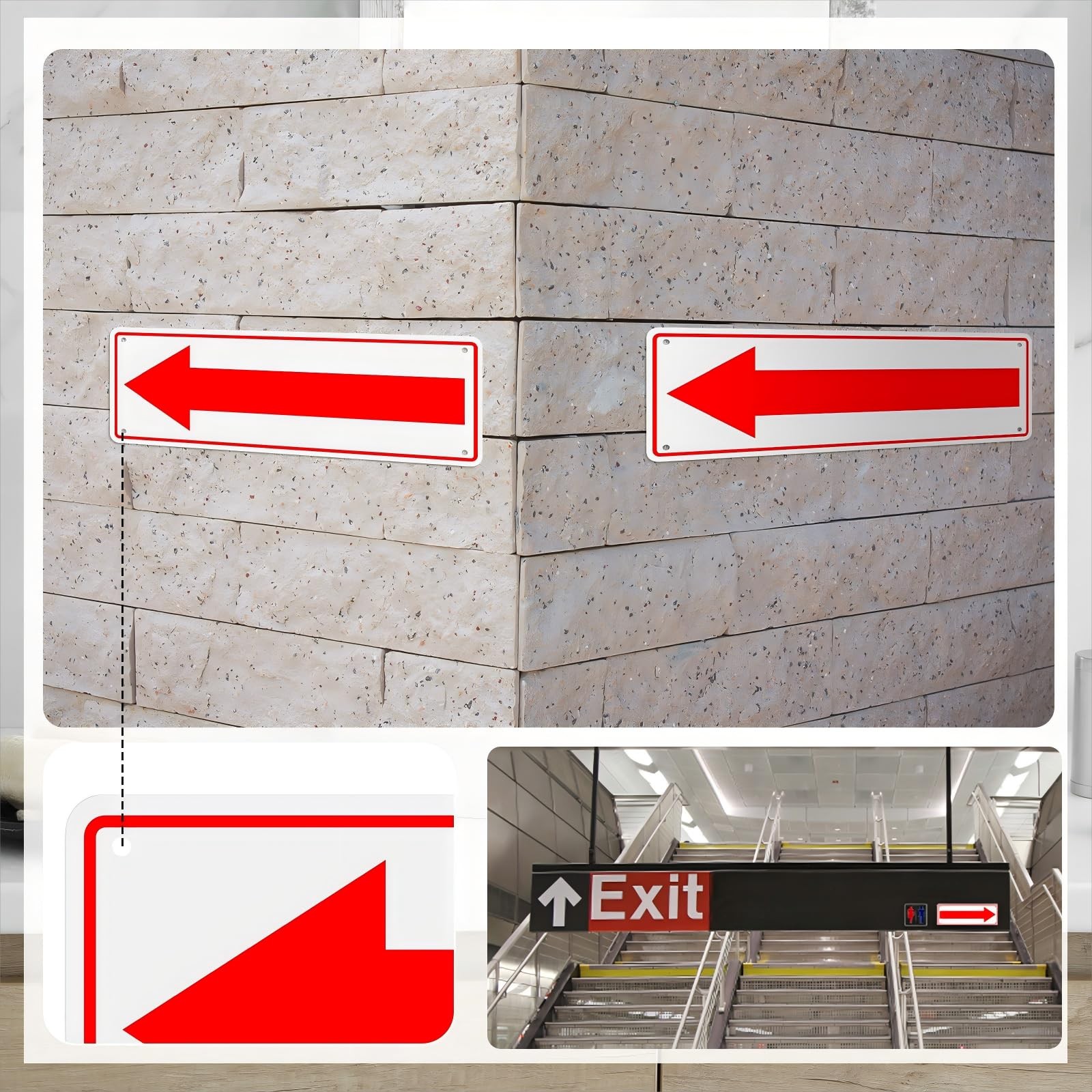 6 Pack Aluminum Reflective Arrow Sign Road Metal Left Arrow Sign for Direction