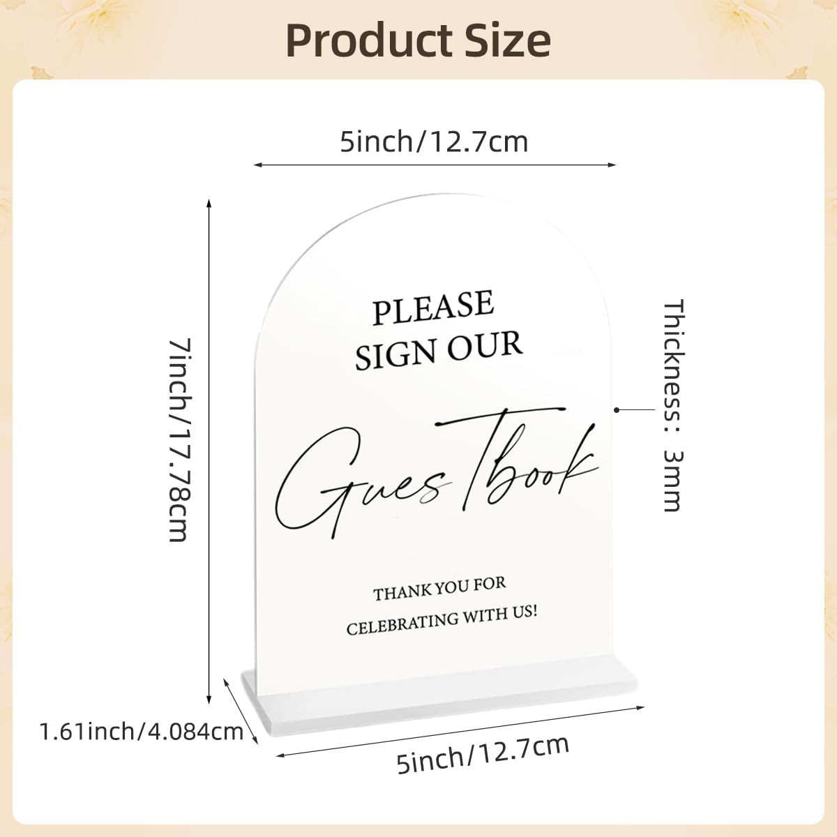 4 Pcs Arch Acrylic Wedding Signs with Stand Reception 5×7 Inch White Arched