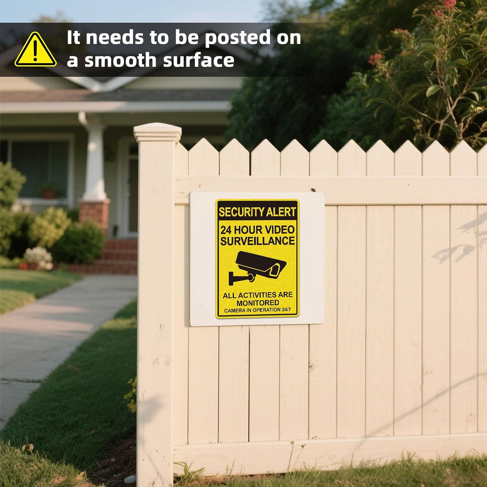 Security Signs Video Surveillance Sticker 24 Hour Security Camera Decal 2 Pack