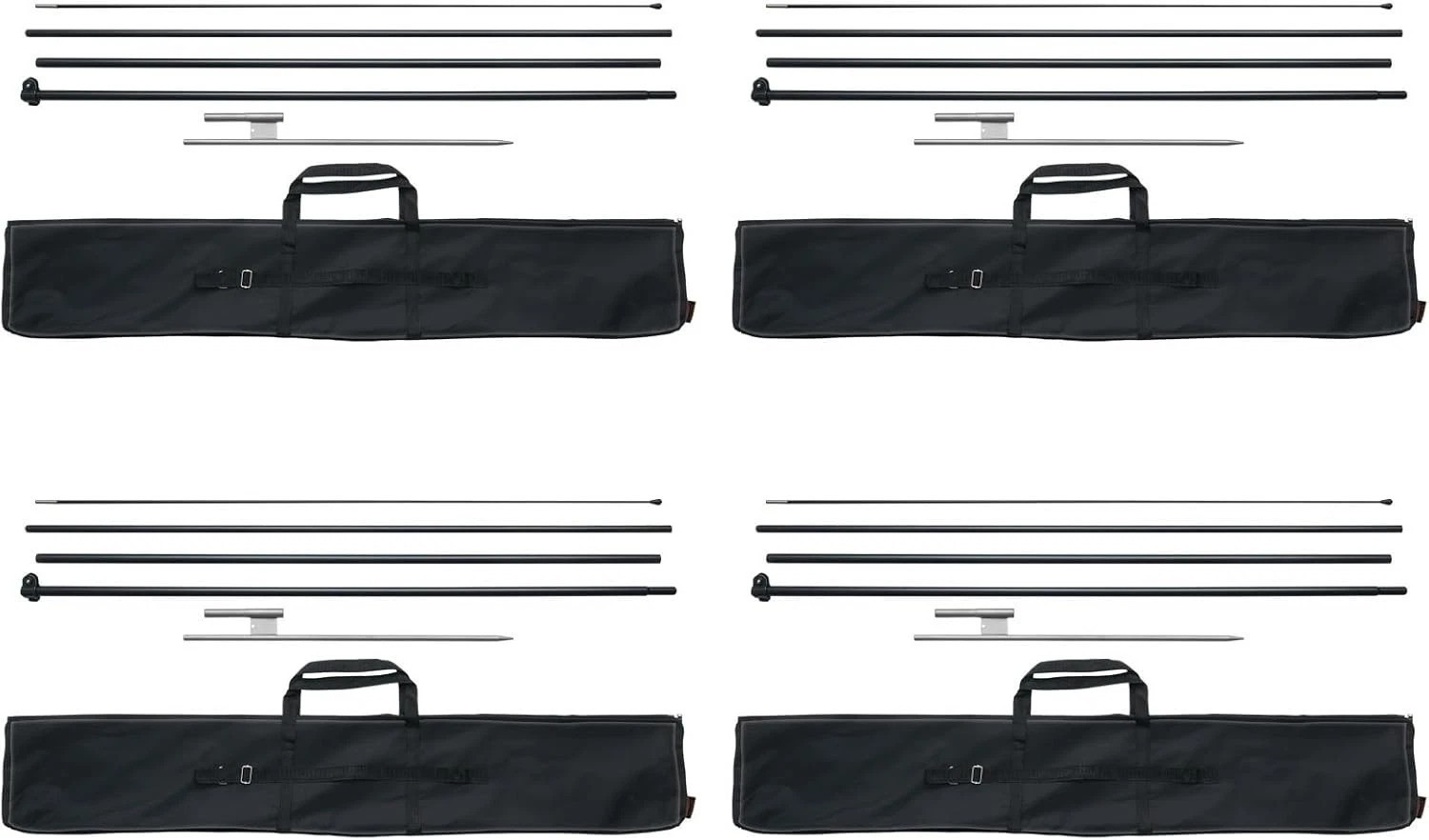 Heavy Duty 16.3 Ft Swooper Flag Pole Kit 4 Pack – Durable Aluminum/Fiberglass…