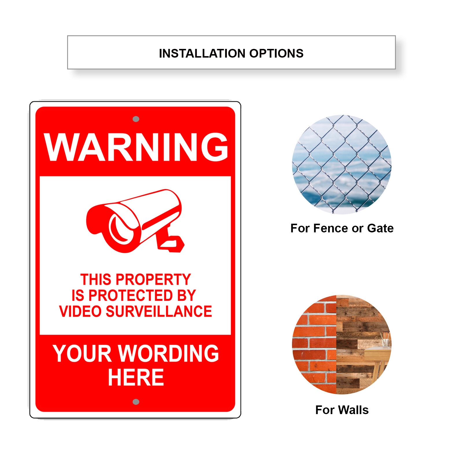 Custom Sign Warning This Protected Property Your Text Words Aluminum Metal Sign