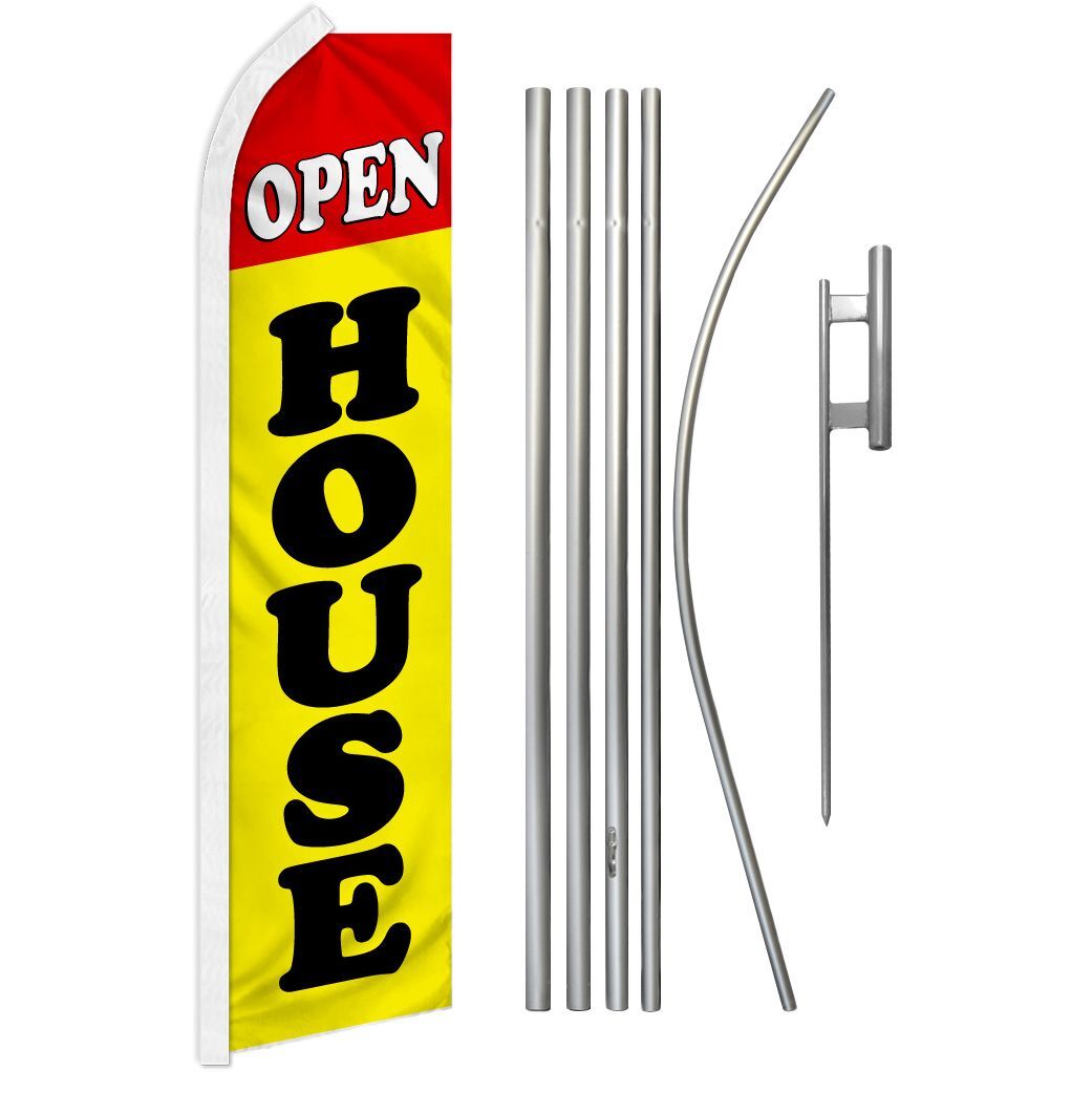 « OPEN HOUSE » Advertising Super Flag & Pole Kit real estate ry