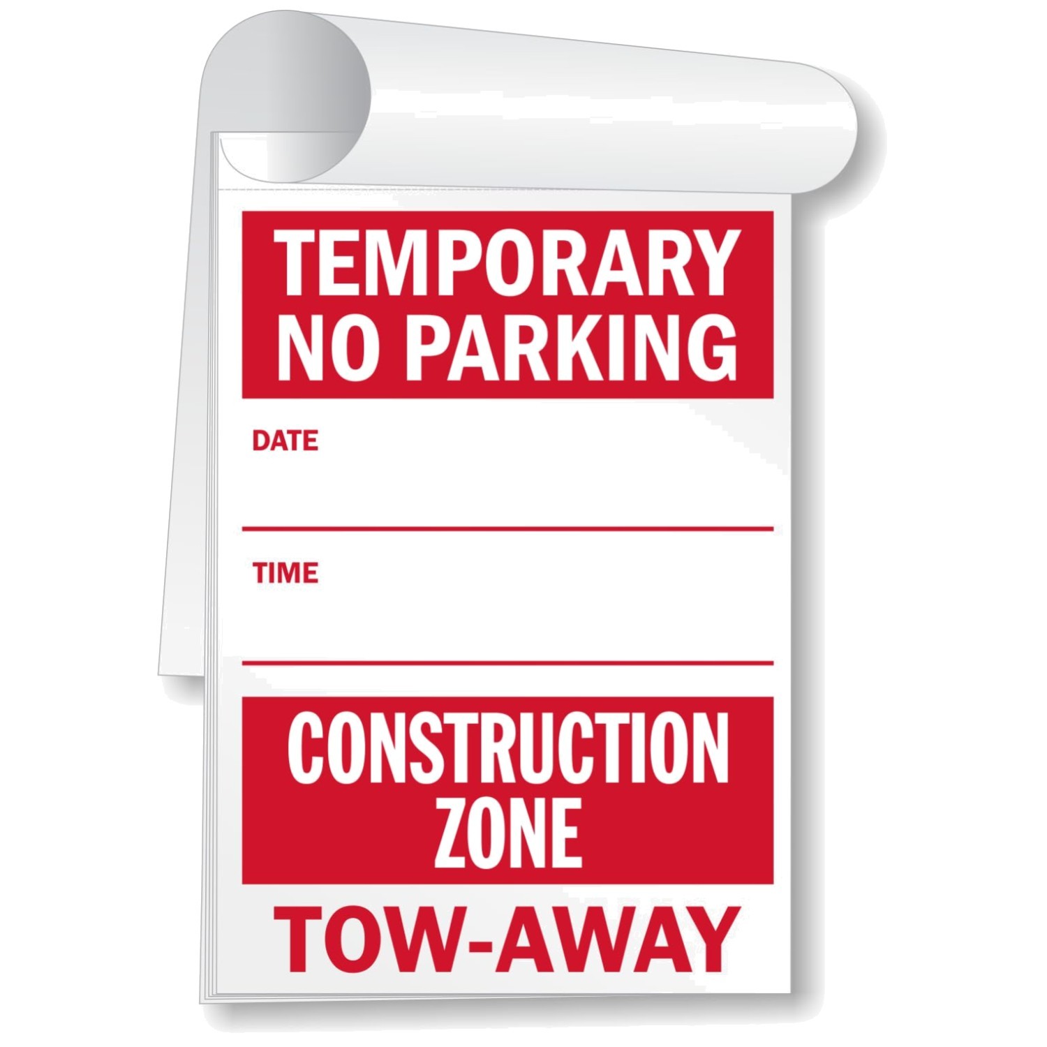 Construction Zone Rip-Out Signs – 20 Sheets, Red/White