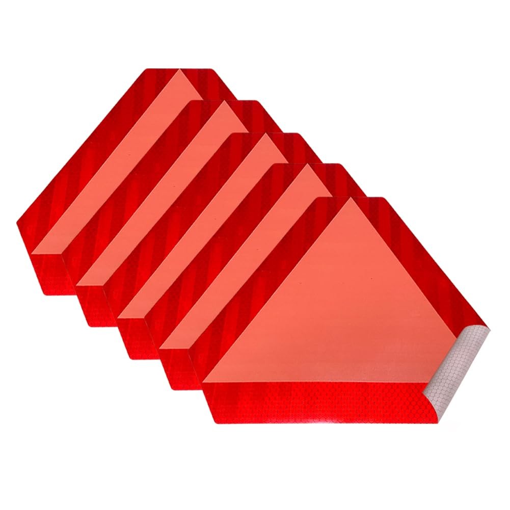 5Pcs Slow Moving Vehicle Sign Stickers, 5 Inch x 6 5 x 6 inch, Yellow + Red