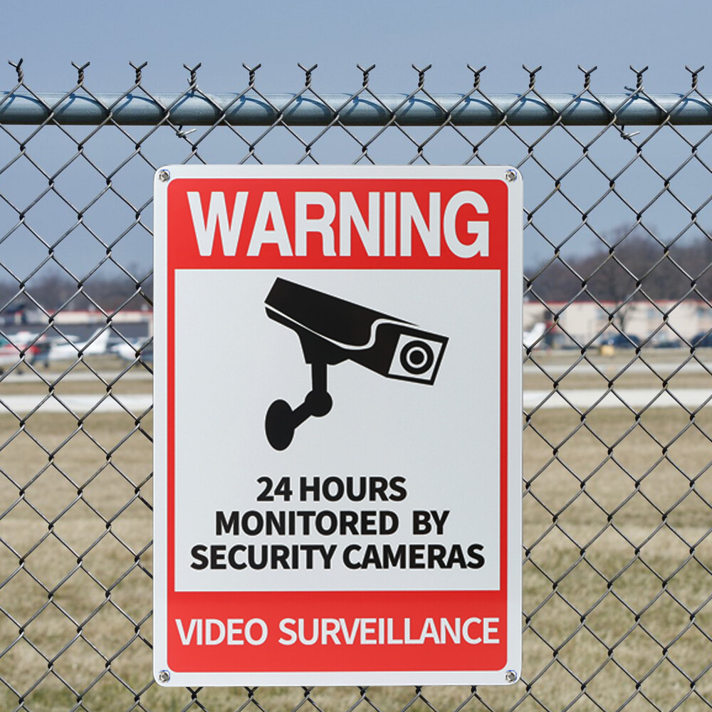 10&Prime;x14&Prime; Warning 24 hour Video Surveillance Security Sign, with 12&Prime;Metal Stake
