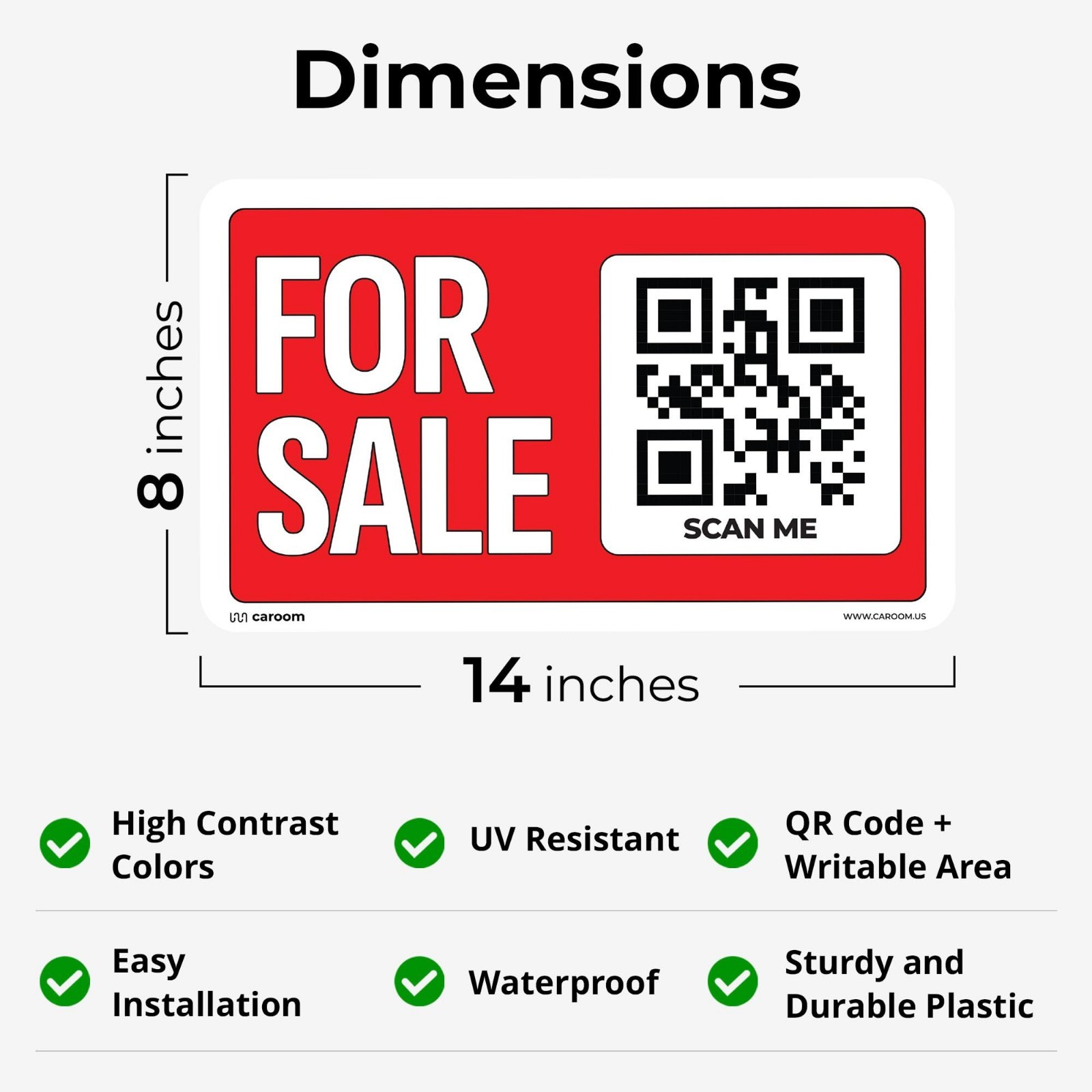 3-Pack For Sale Car Signs – 14×8 Inch Weatherproof QR Code Signs for Vehicles, T