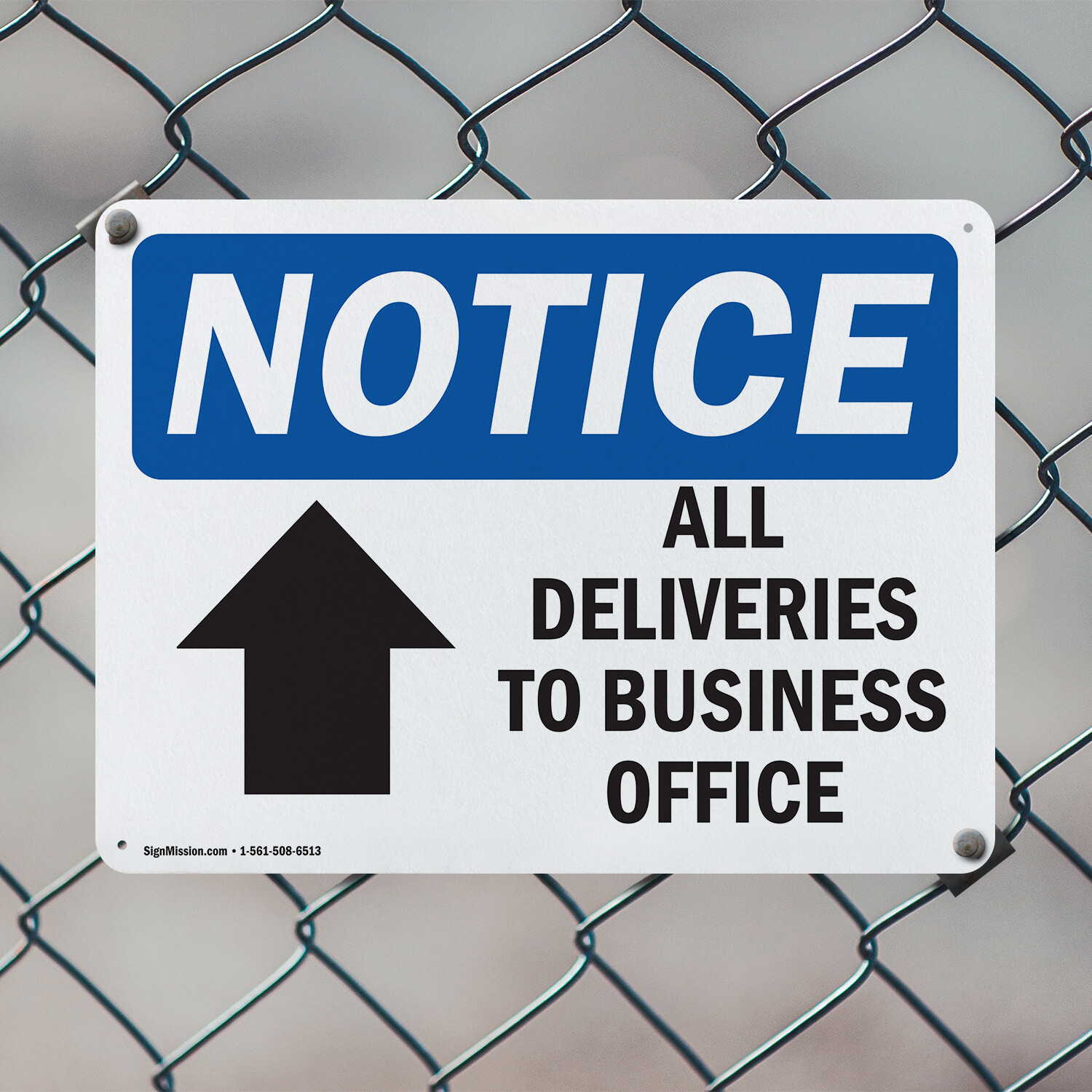 (2 Pack) All Deliveries To Business Office OSHA Notice Sign Decal Metal Plastic
